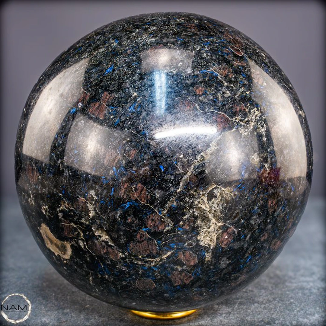 Rare Arfvedsonite, Tourmaline & Garnet Sphere- 6920.13 g