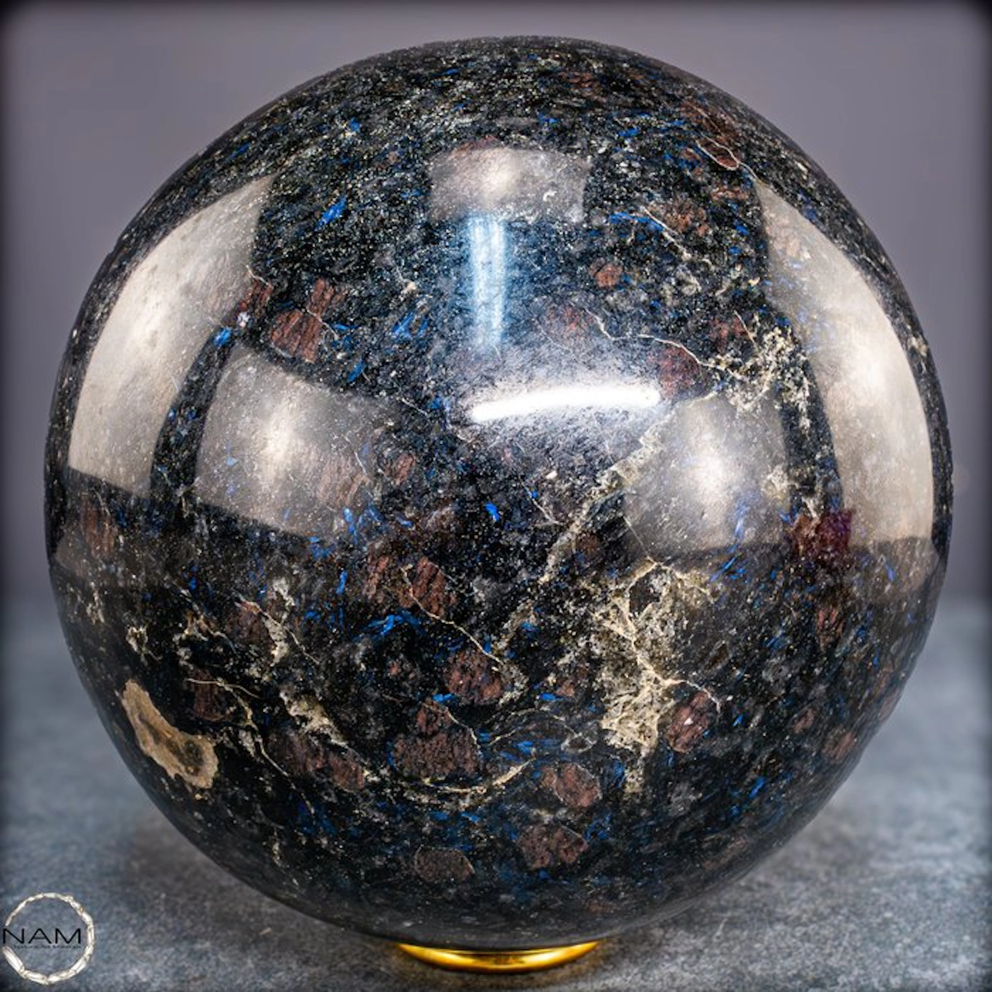 Rare Arfvedsonite, Tourmaline & Garnet Sphere- 6920.13 g