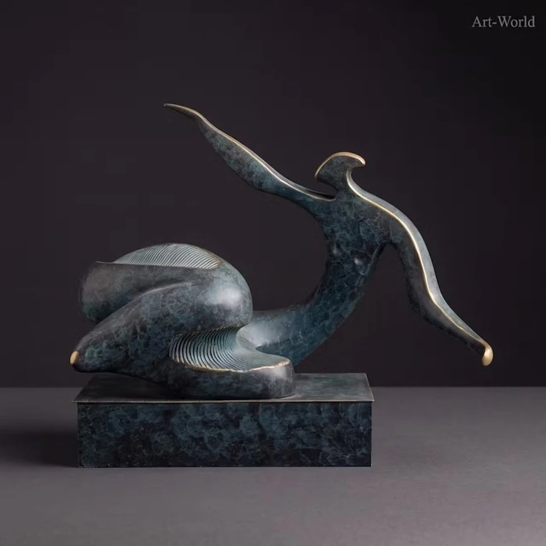 Statue, Exclusief modern sculptuur van een naakte vrouw - 36 cm - Bronze