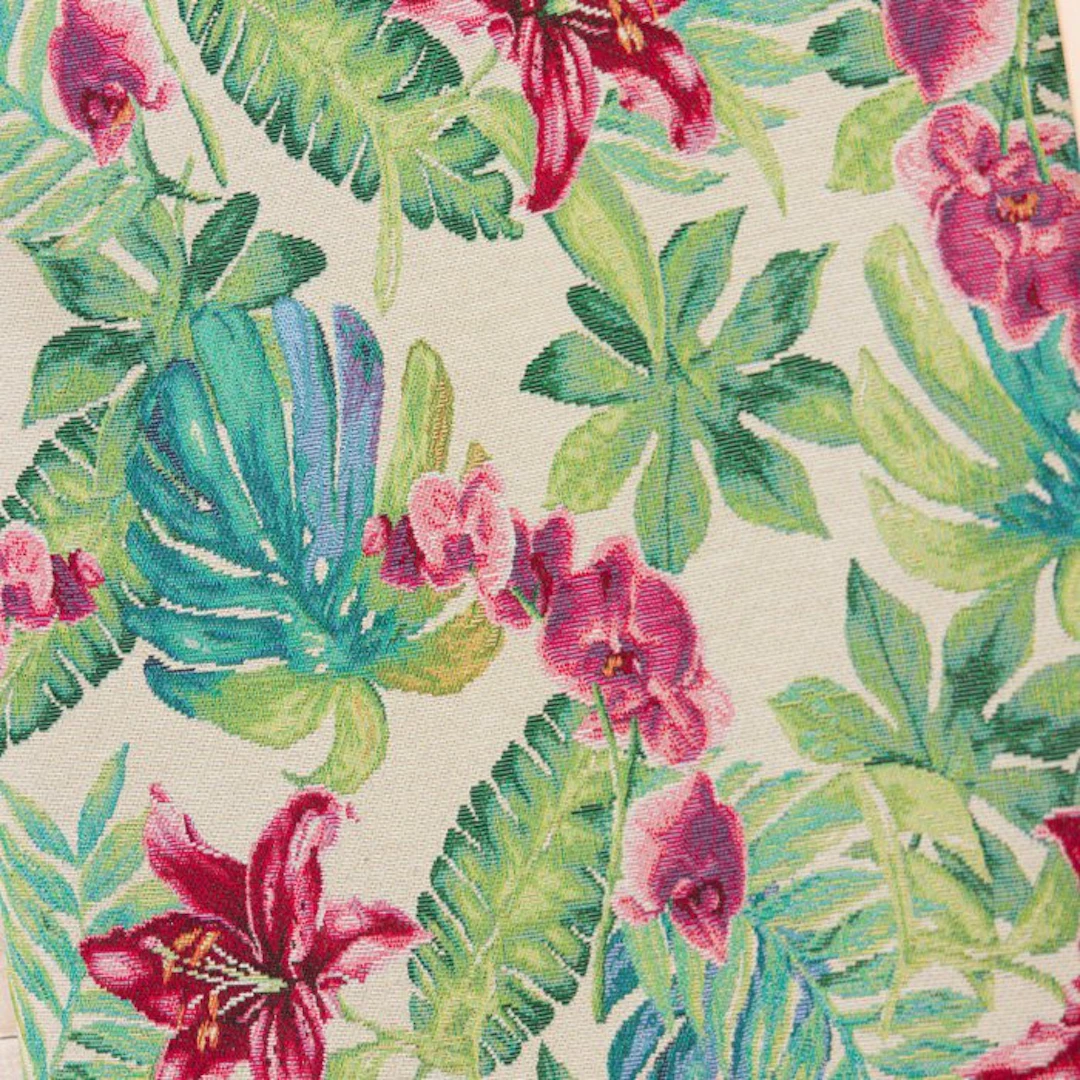 BA161 - Tropical Gobelin Fabric with Monstera Leaves and...