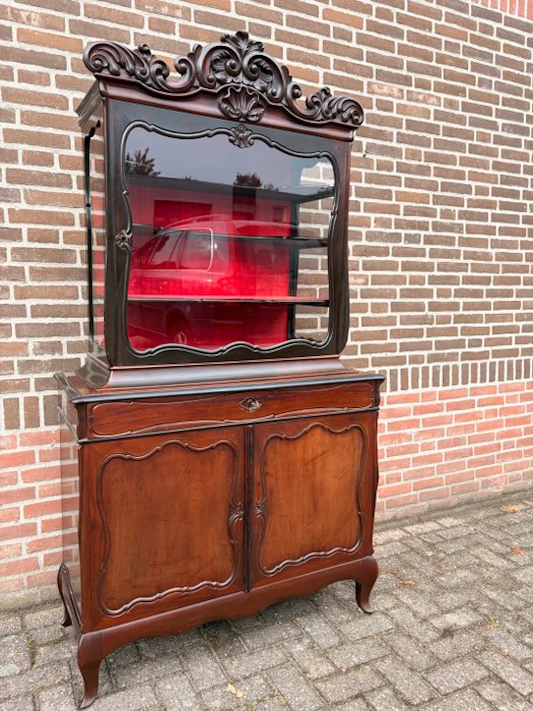 Display case - silver cabinet - Mahogany - Antique mahogany bonheur