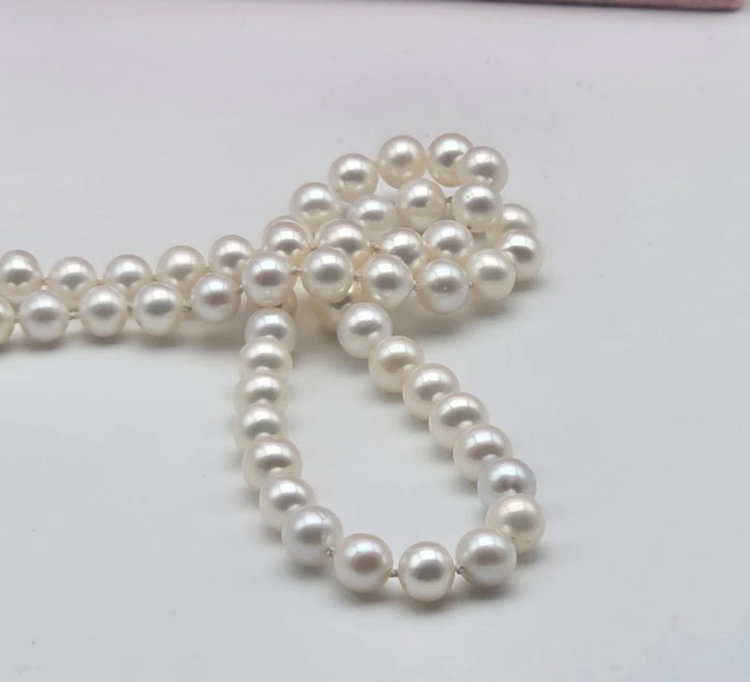 No reserve price - Necklace - 18 kt. White gold Pearl - Pearls from 7 to 7.5 mm