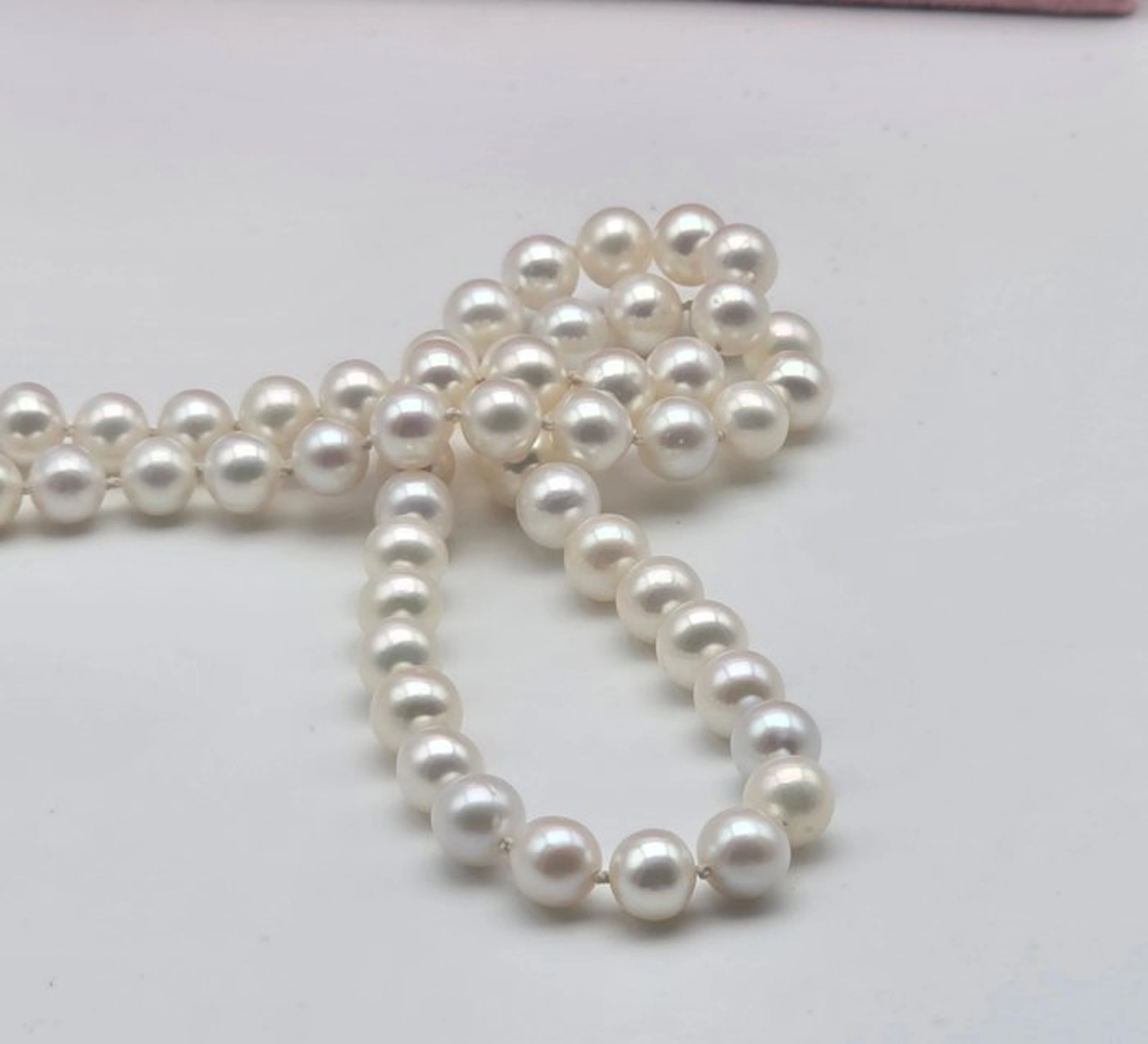 No reserve price - Necklace - 18 kt. White gold Pearl - Pearls from 7 to 7.5 mm