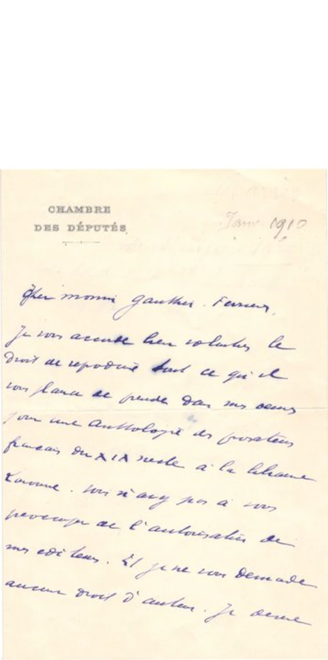 Maurice Barrès (1862-1923) - Lettre Manuscrite signée...