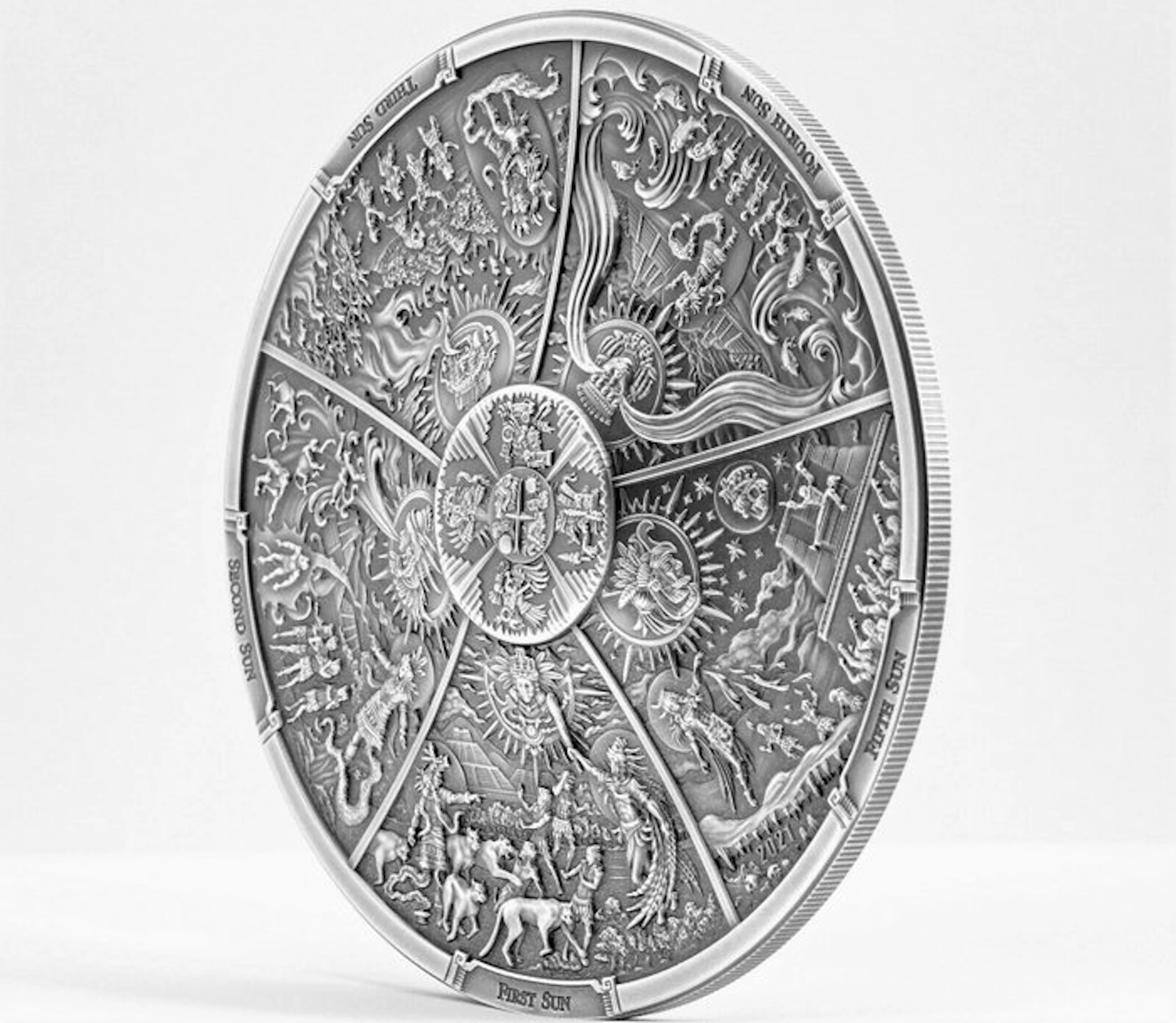 Palau. 20 Dollars 2021 Aztec Five Suns Ages of Man Creation of World