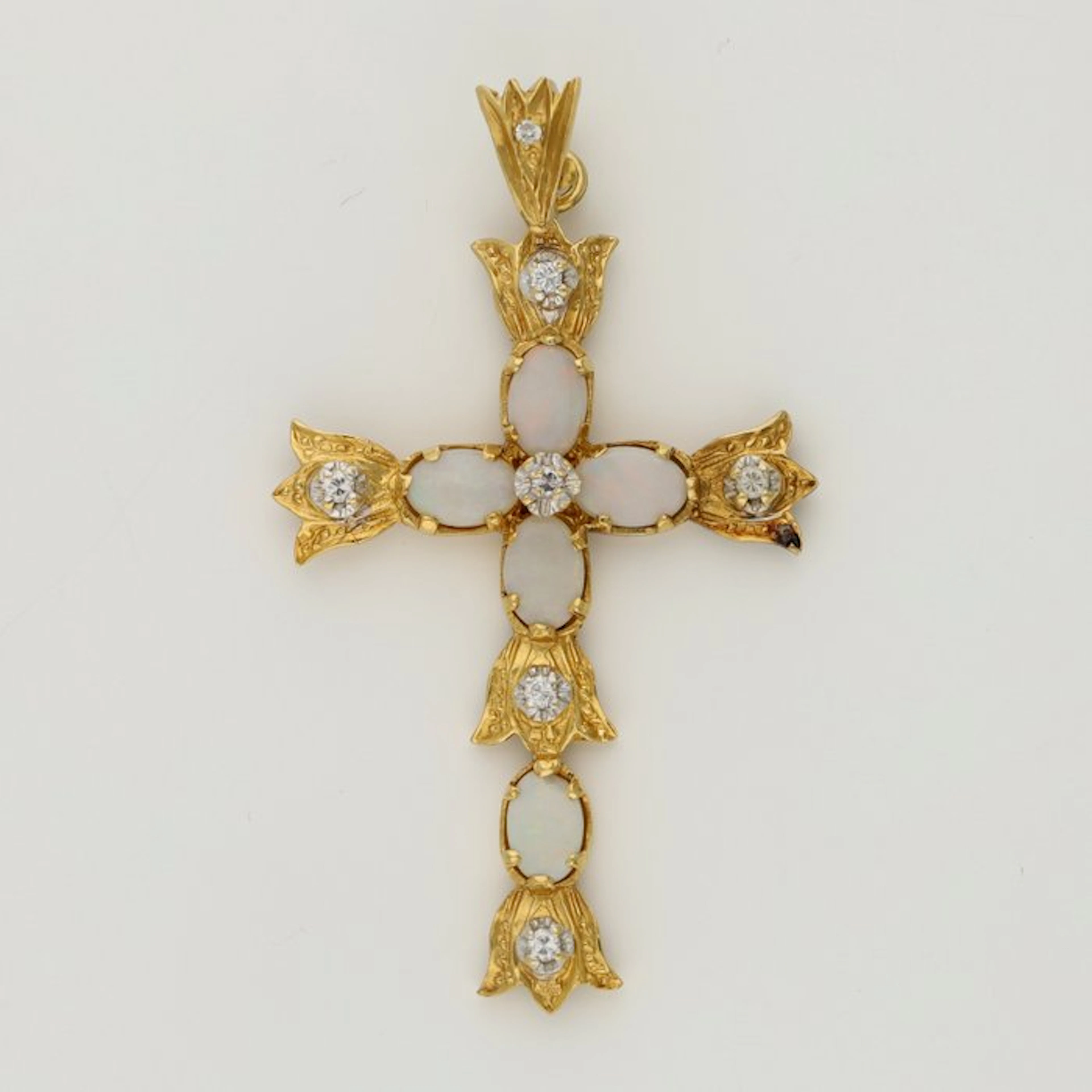 Pendant - 18 kt. Yellow gold Opal - Diamond