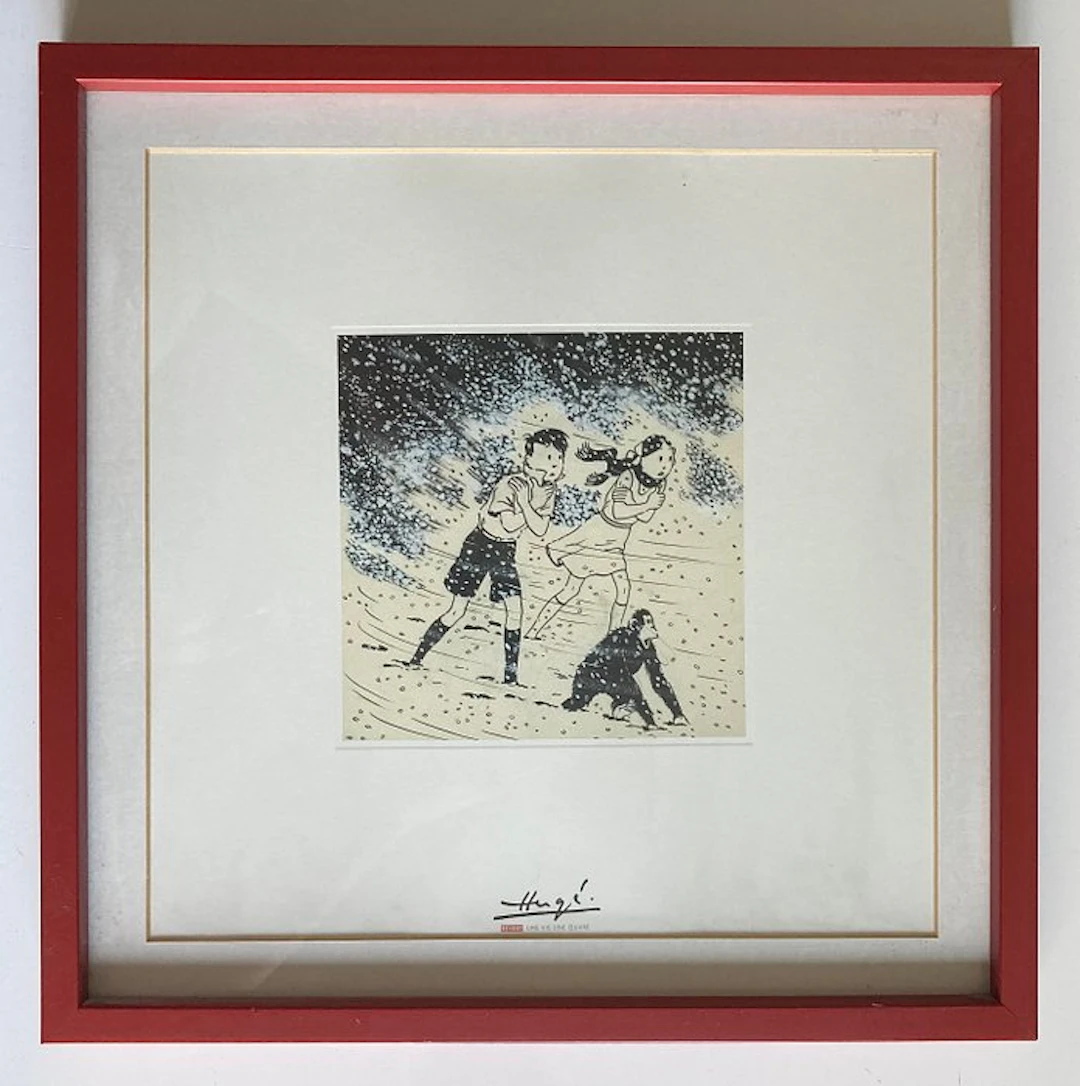 Hergé - 1 Print - Quick et Flupke - QUICK ET FLUPKE- Perdus dans la neige