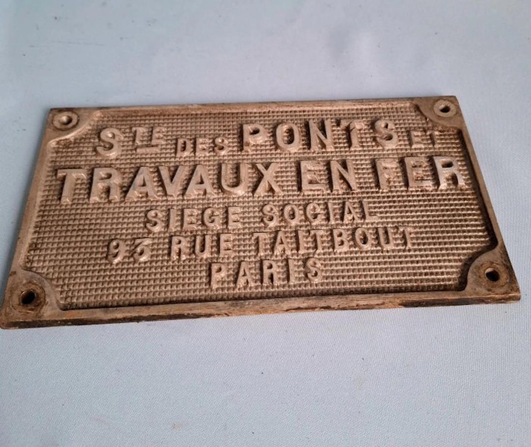 Bridge plate - Ste des Ponts et Travaux en Fer PARIS - Aluminium