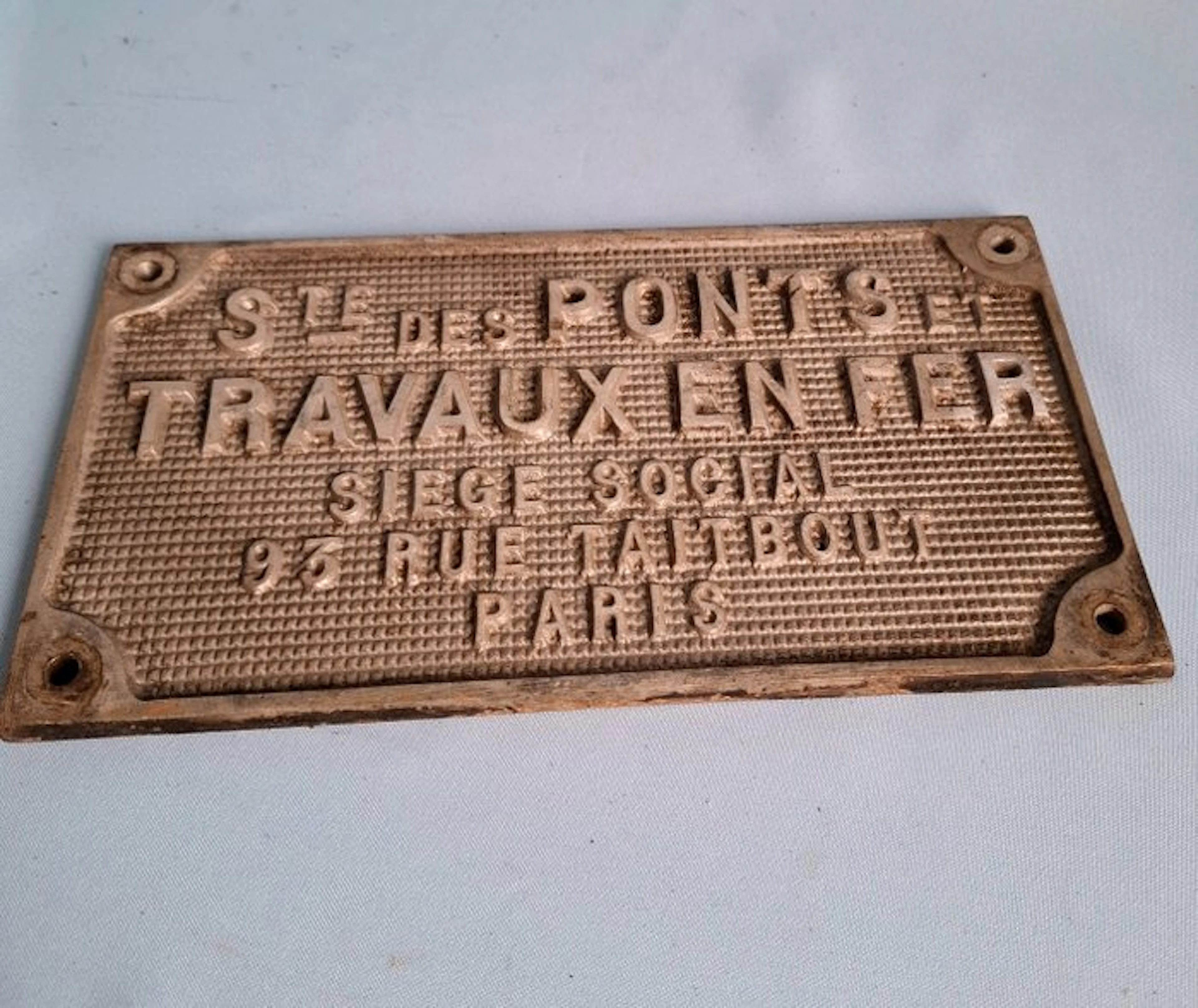 Bridge plate - Ste des Ponts et Travaux en Fer PARIS - Aluminium