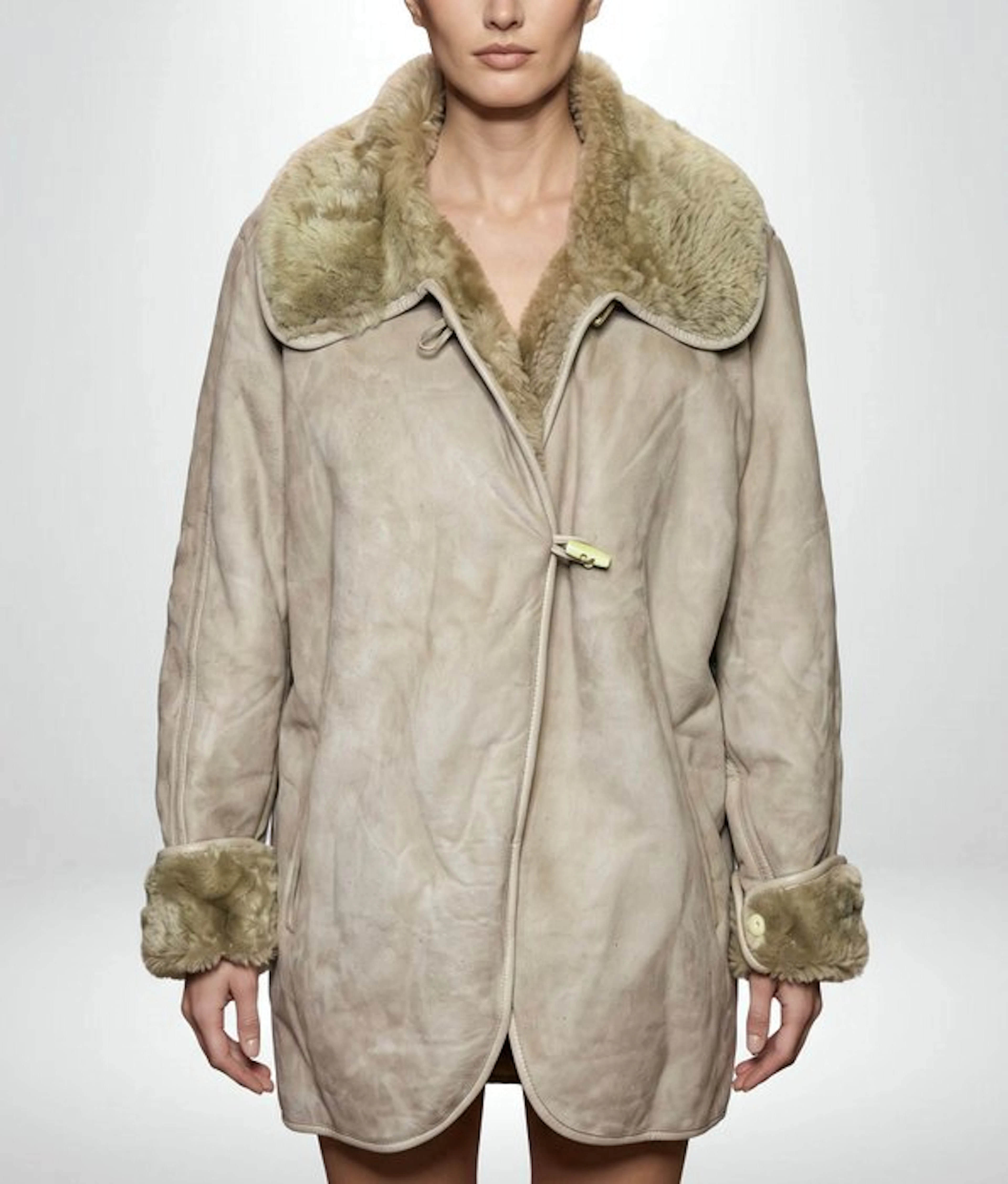 Original SHEARLING Glamour Exclusive Chic Montgomery Coat Genuine Leather - Tg