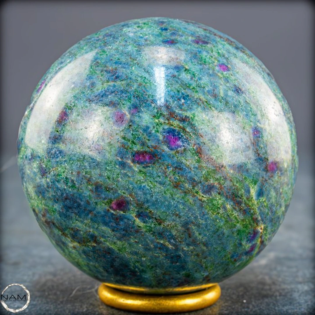 Natural ruby in fuchsite sphere – a rare color...