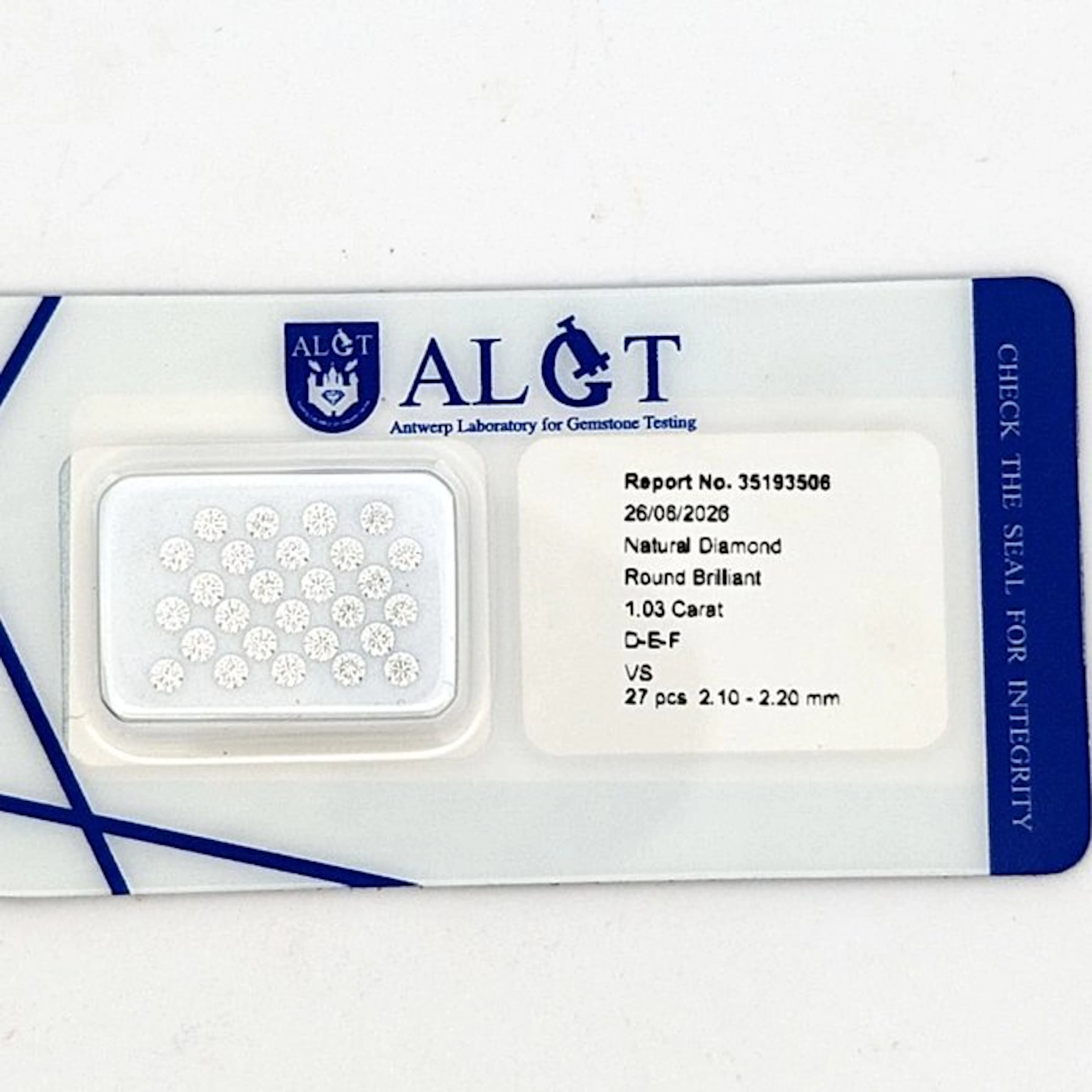 27 pcs Diamond (Natural) - 1.03 ct - Round - F