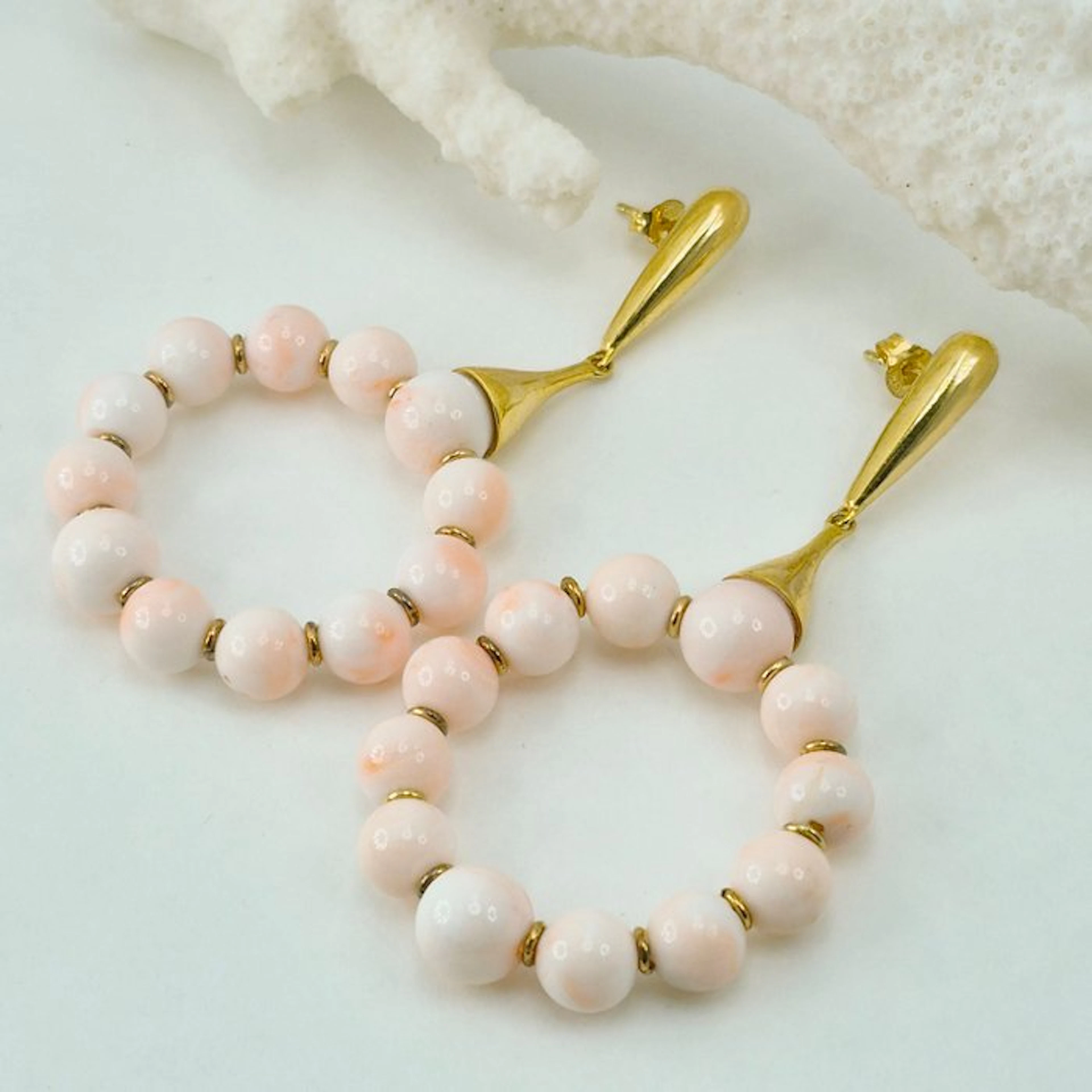 Coral - Silver, Gold-plated - Earrings - PINK CORAL