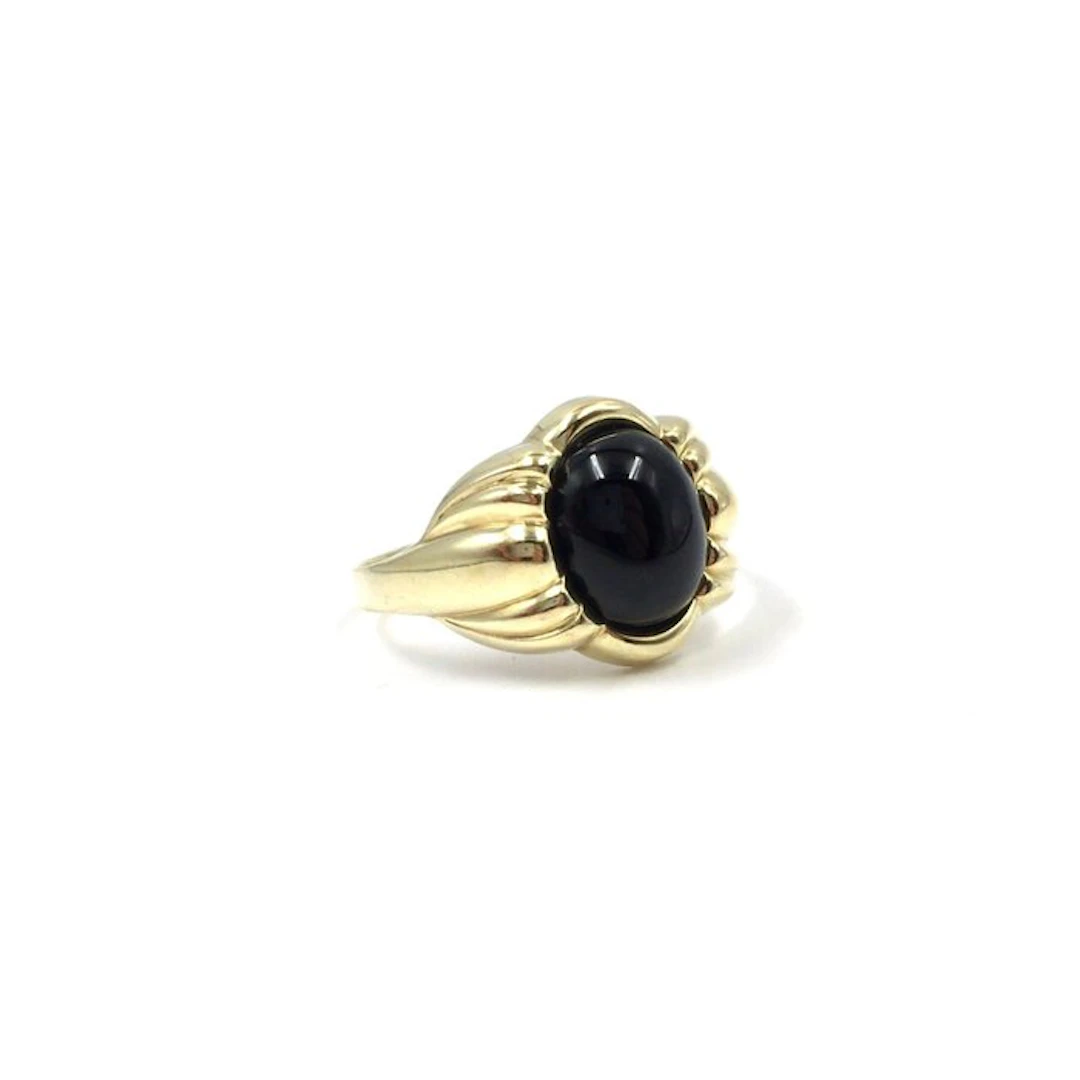 No reserve price - Ring - 8 kt. Yellow gold Onyx - black
