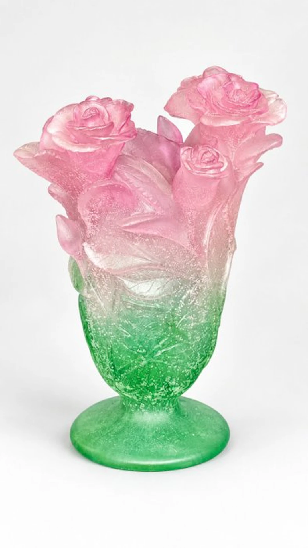 Daum - Vase - Roses (H. 17.5 cm) - pâte de verre