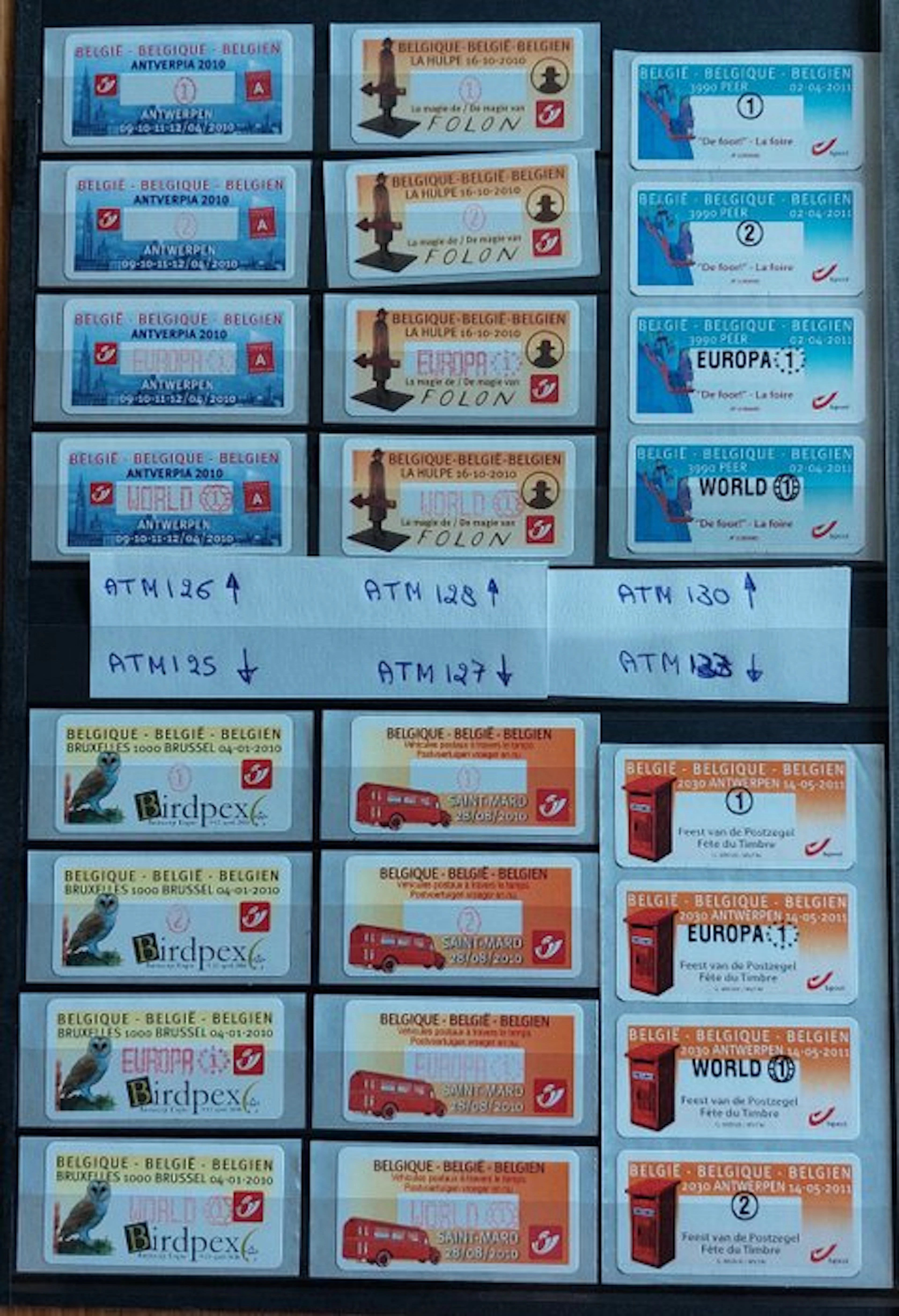 Belgium 2010/2011 - Selection of ATM stamps in six complete series.