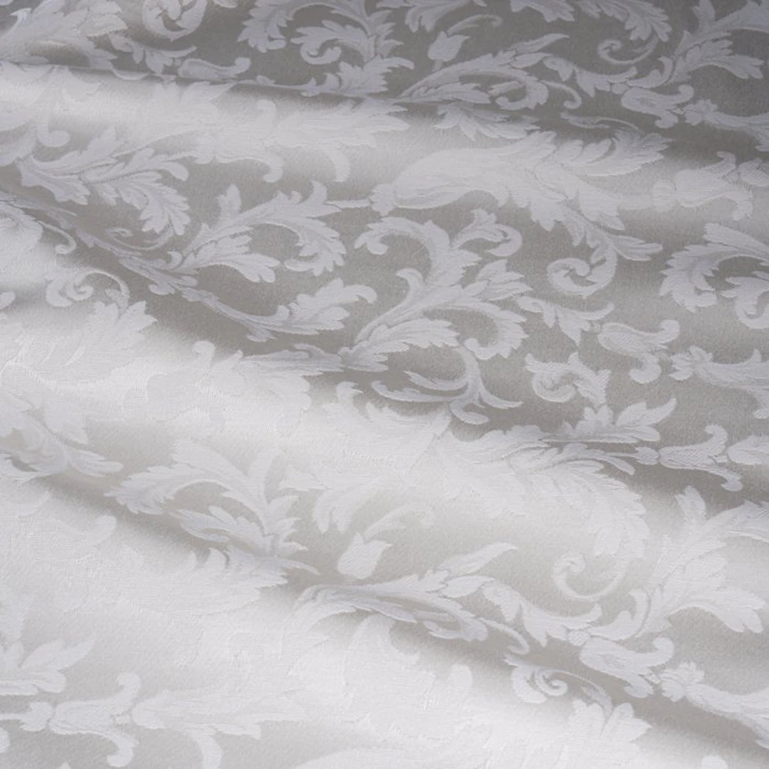 GCFabrics – Ivory White Damask Upholstery Fabric with...