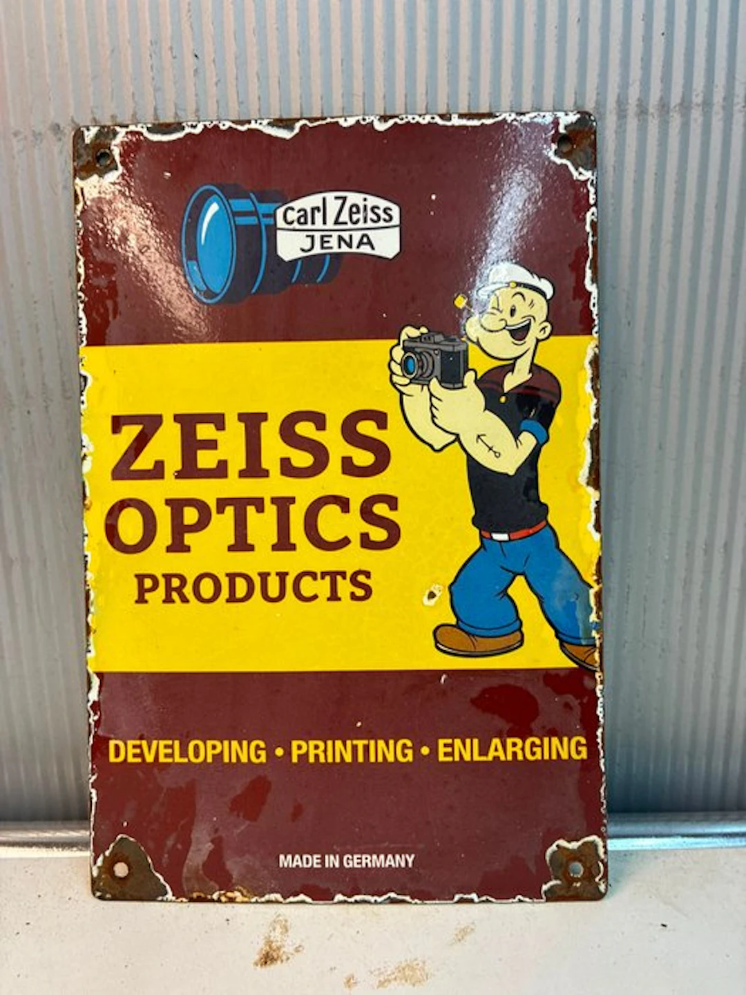 Zeiss Jena – Reclamebord voor optische producten - Enamel sign - Enamel