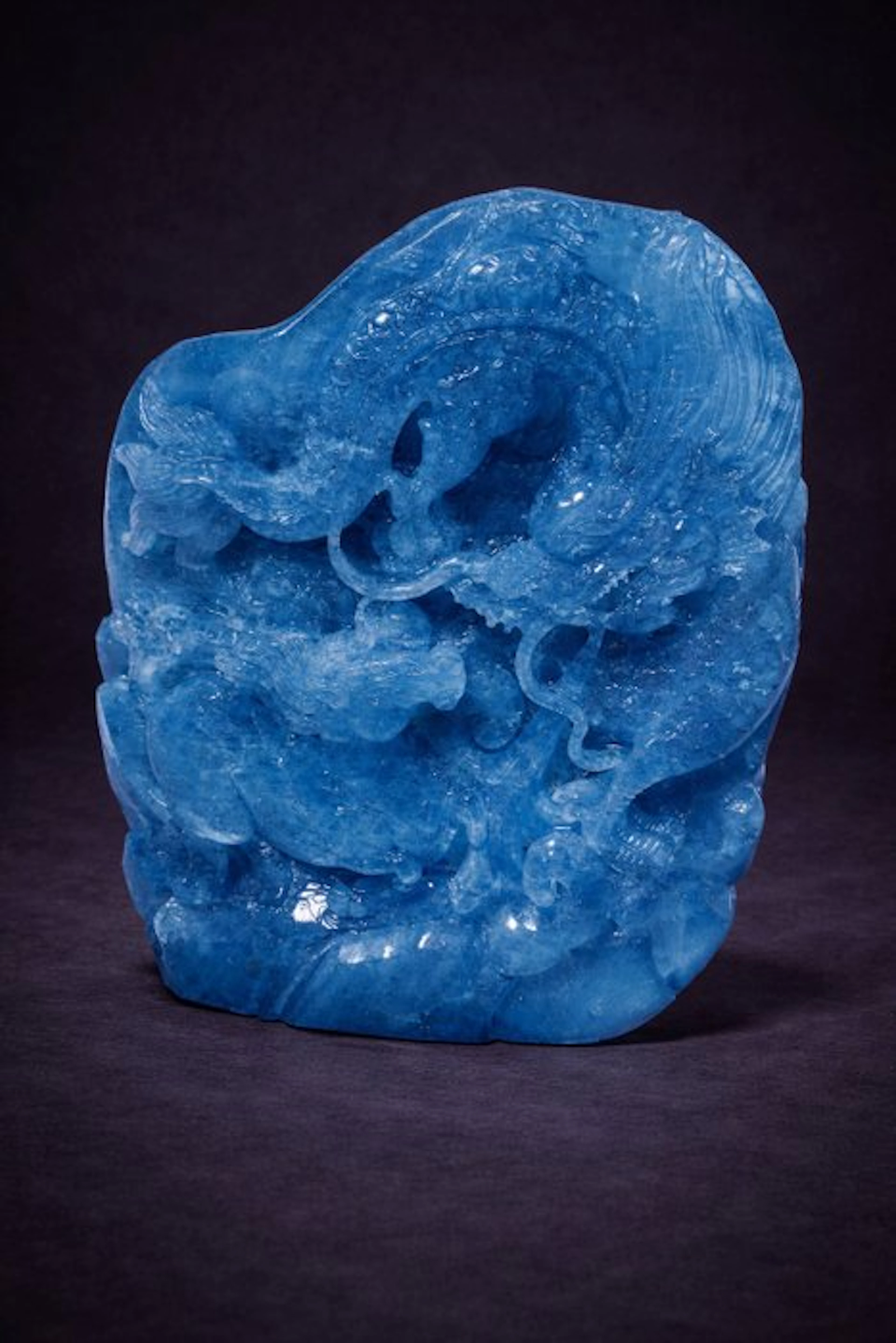 Exquisite Aquamarine Dragon & Horse Carving – A Rare...