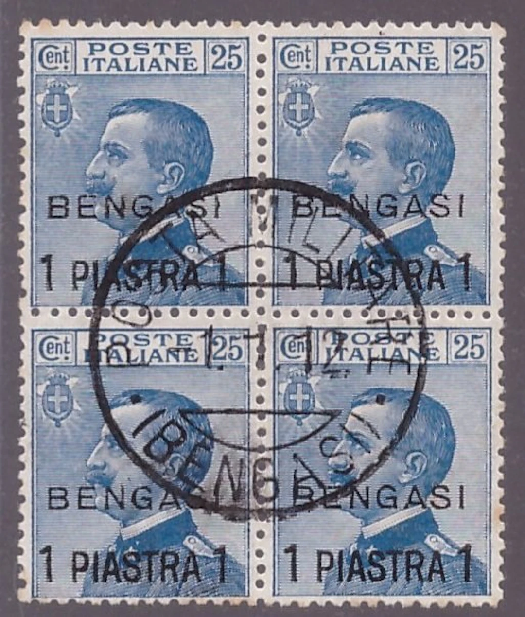 Libya - Italian post office Benghazi 1911 - 1 plate on 25 c