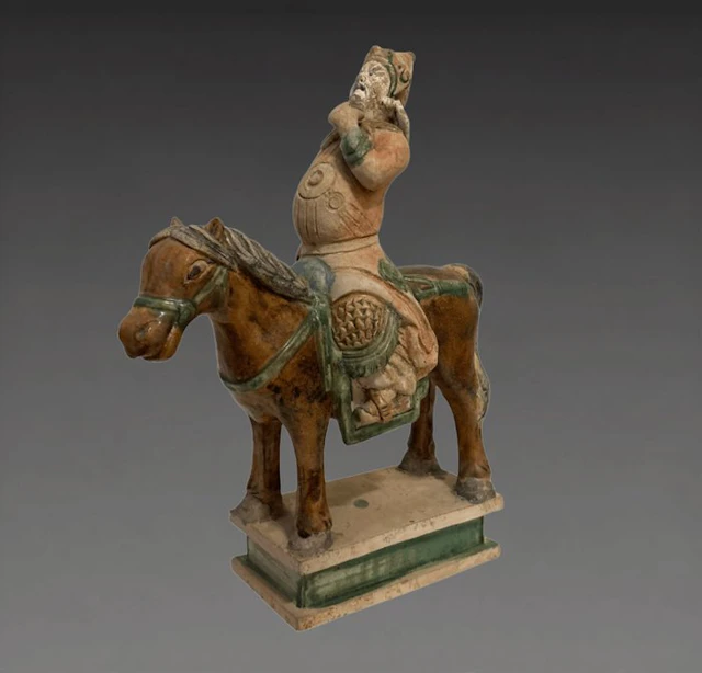 Ancient Chinese, Ming dynasty Terracotta Mingqi of a Cavalier - 38 cm