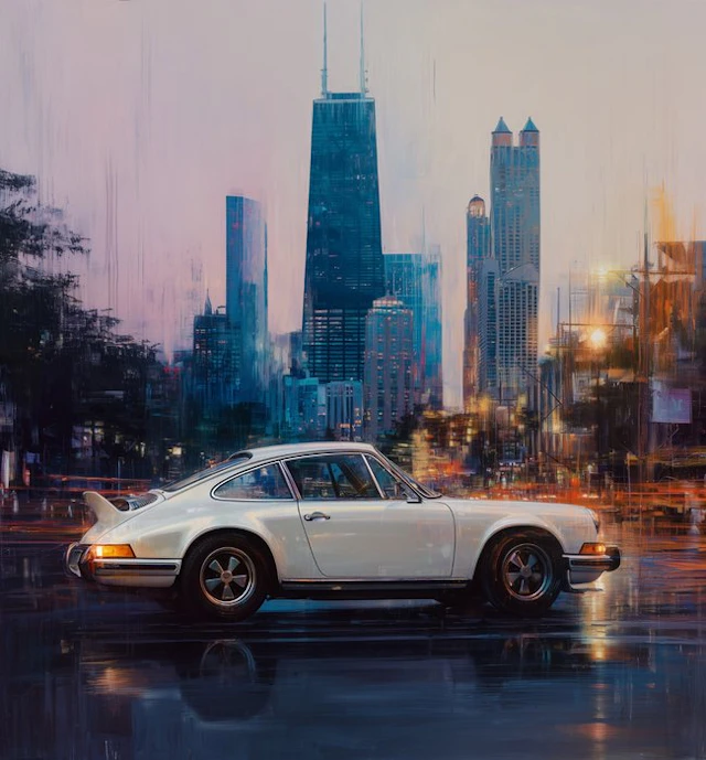 Canvas Fit - Alberto Ricardo - El guardián blanco de la ciudad. Porsche 911