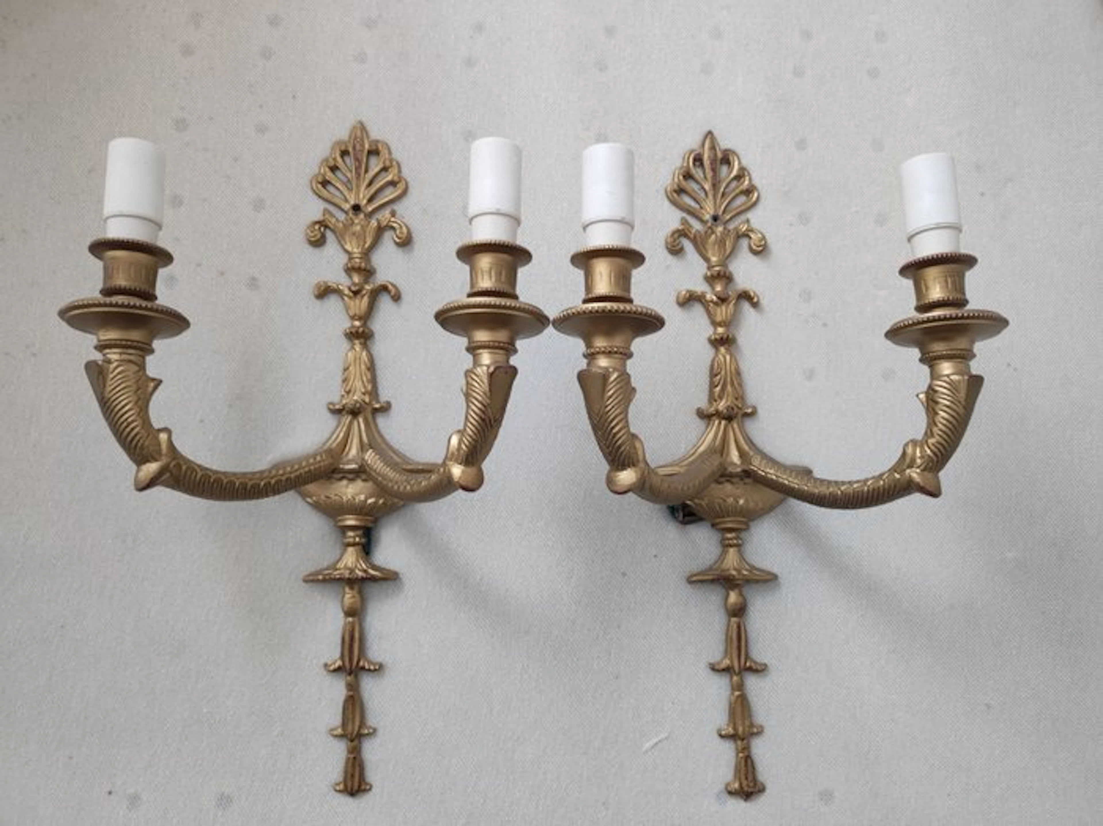 Jim Lawrence - Jim Lawrence - Lamp (2) - Gilt brass - Pair of wall sconces