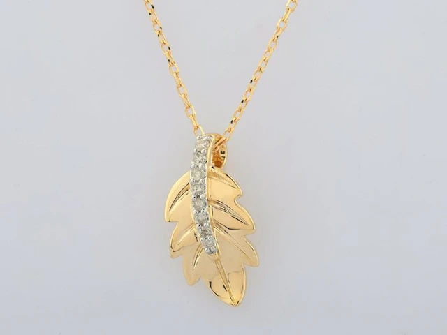 Necklace with pendant - 14 kt. Yellow gold - 0.05ct. tw. Diamond (Natural)