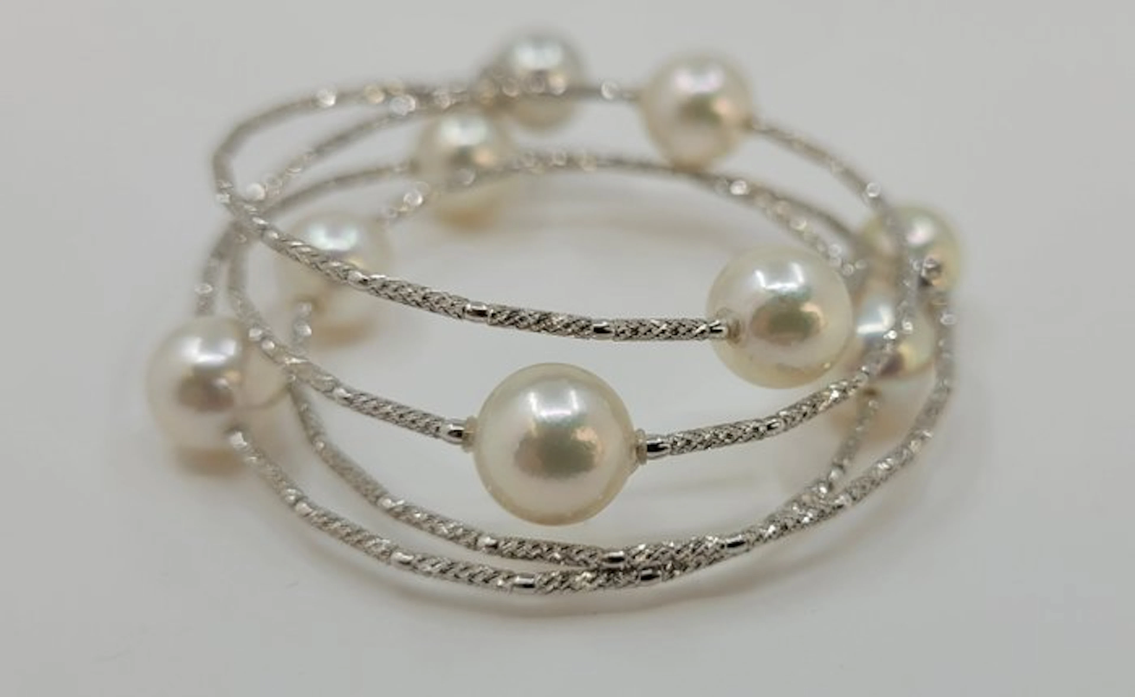 Bracelet - 18 kt. White gold - 9x9.5mm Akoya Pearls