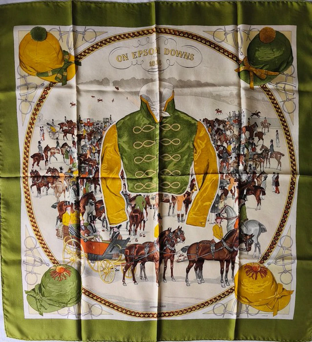 Hermès - ON EPSOM DOWNS 1836 by Philippe Ledoux. 1969 - Foulard