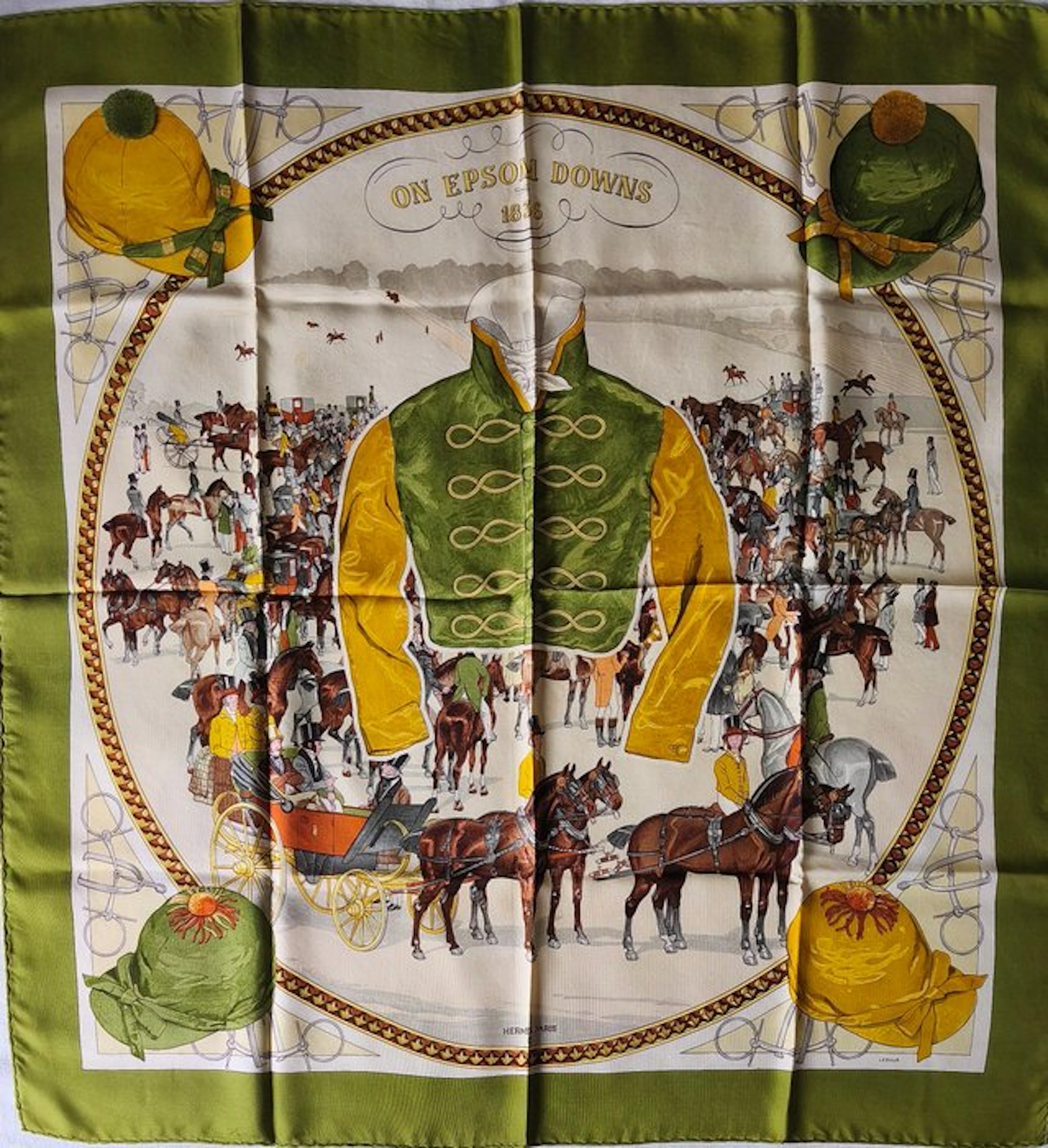 Hermès - ON EPSOM DOWNS 1836 by Philippe Ledoux. 1969 - Foulard