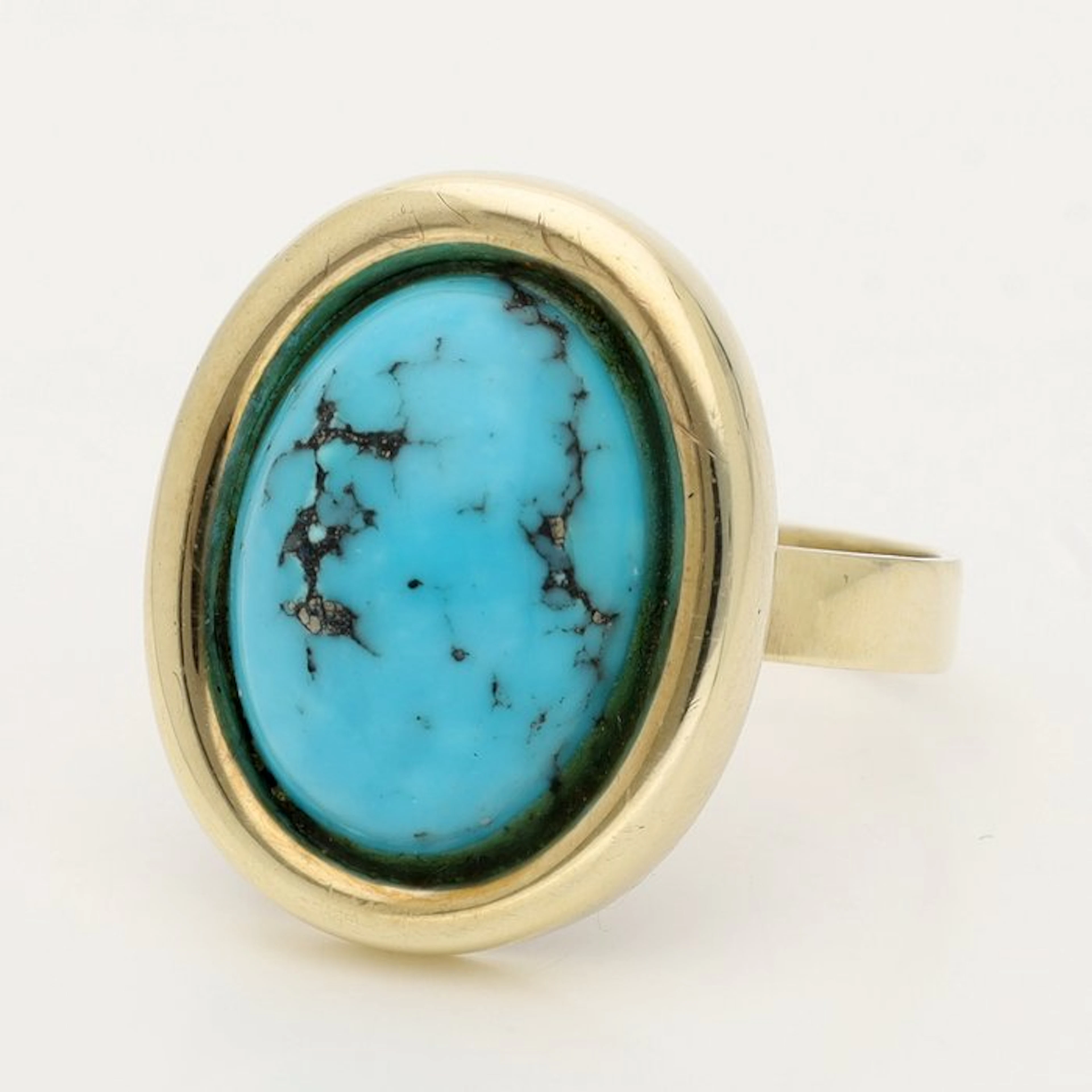 Ring - 8 kt. Yellow gold - 7.80ct. tw. Turquoise