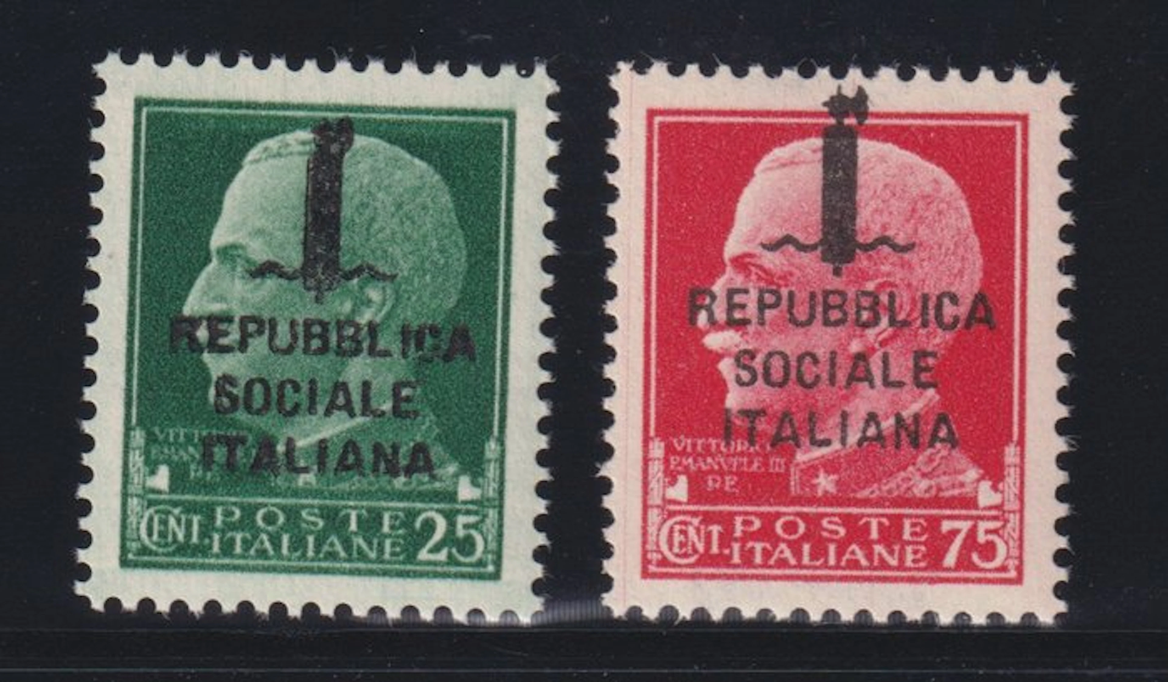 Italy Kingdom 1944 - RSI – 2 values with overprint