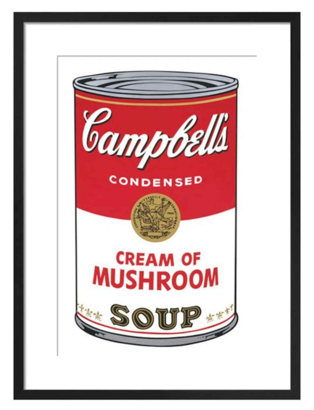 Andy Warhol - “Campbell's Soup I, cream of mushroom, 1968”.