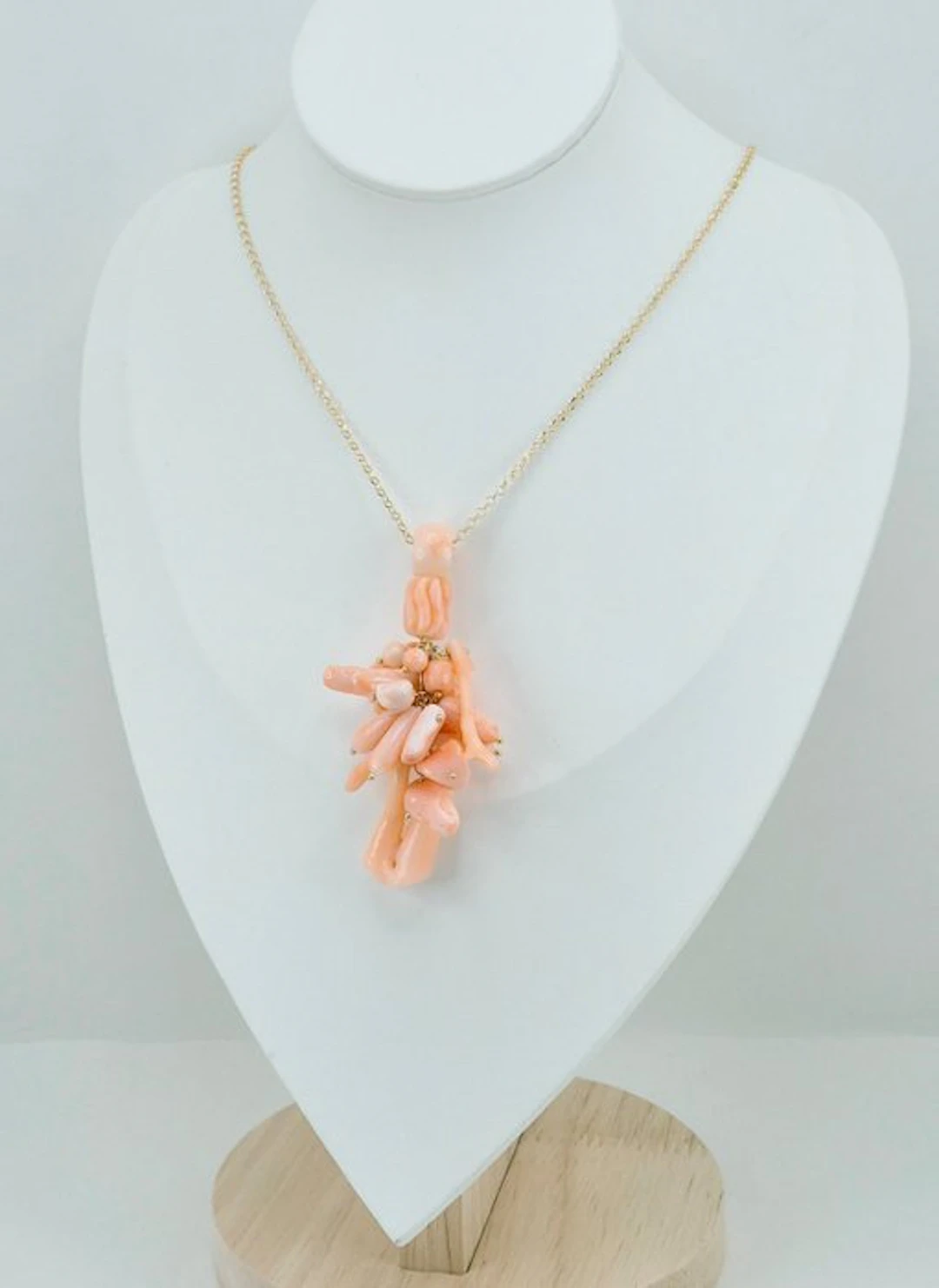 Coral - Silver, Gold-plated - Necklace with pendant - PINK CORAL