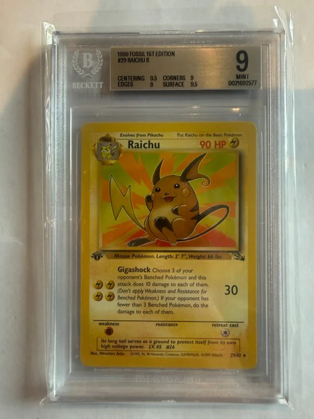 Pokémon - 1 Graded card - Raichu #29 First edition - Beckett 9 - WOTC - Fossil