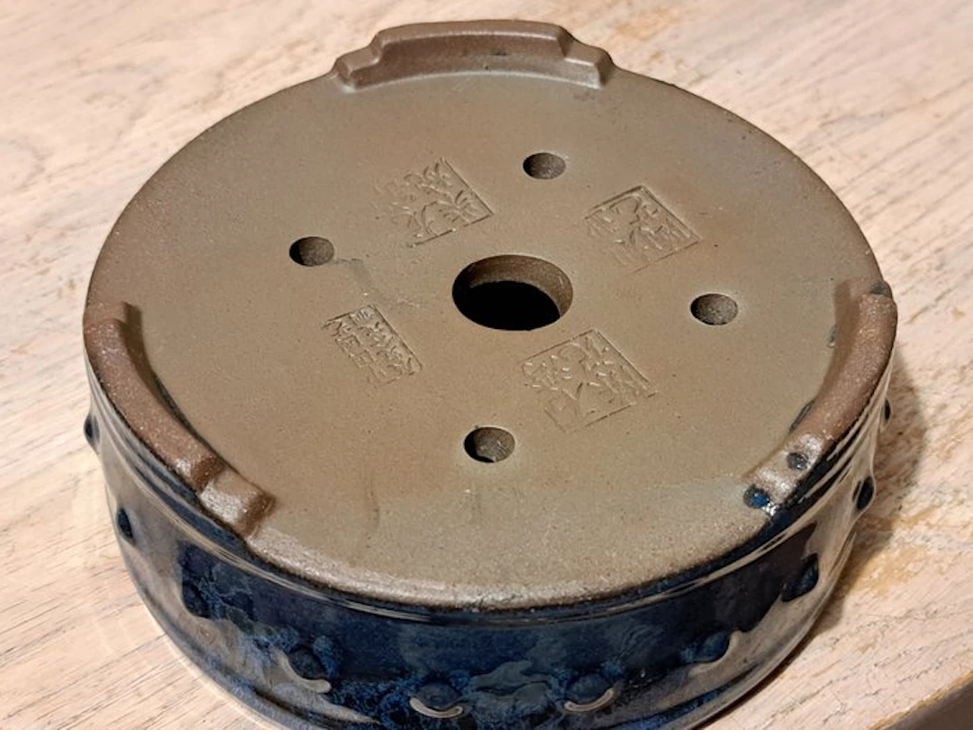 Bonsai tray - 14×14×5.5 cm - blue glazed - Height (Tree)...