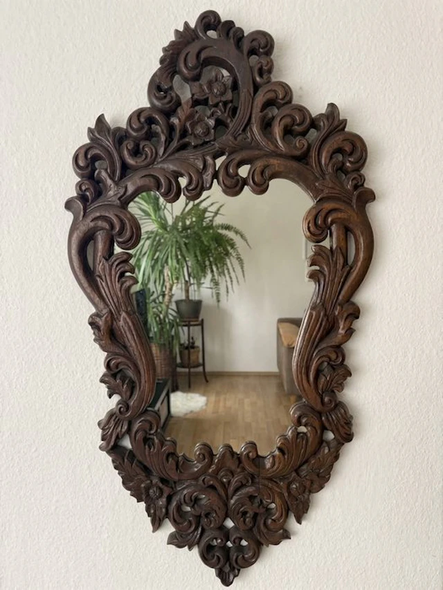 Mirror - Burr walnut - Handmade Rococo Style