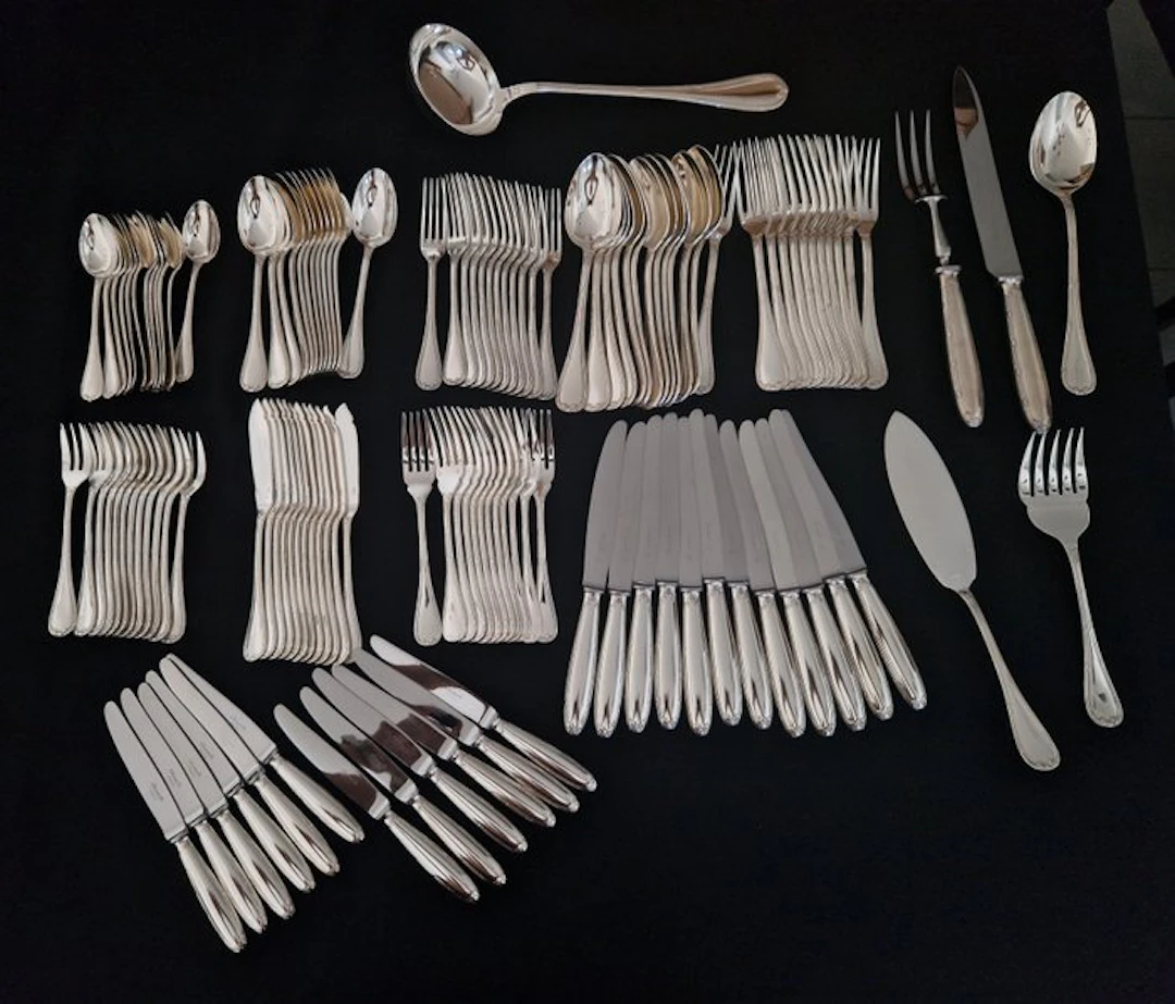 Christofle - Cutlery set for 12 (126) - Crisscrossed Ribbons - Silverplated