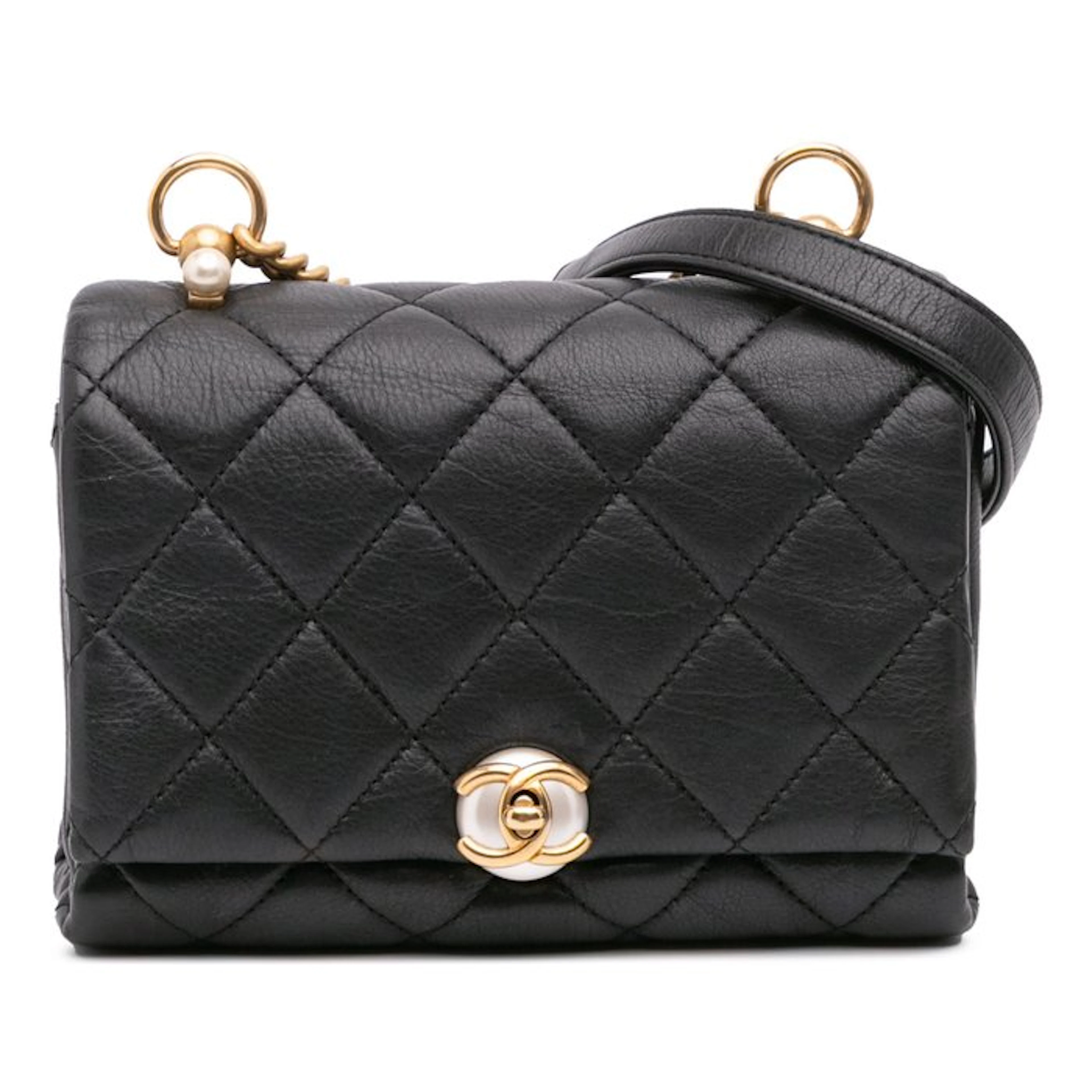 Chanel - Mini Quilted Calfskin Pearl CC Accordion Flap - Bag