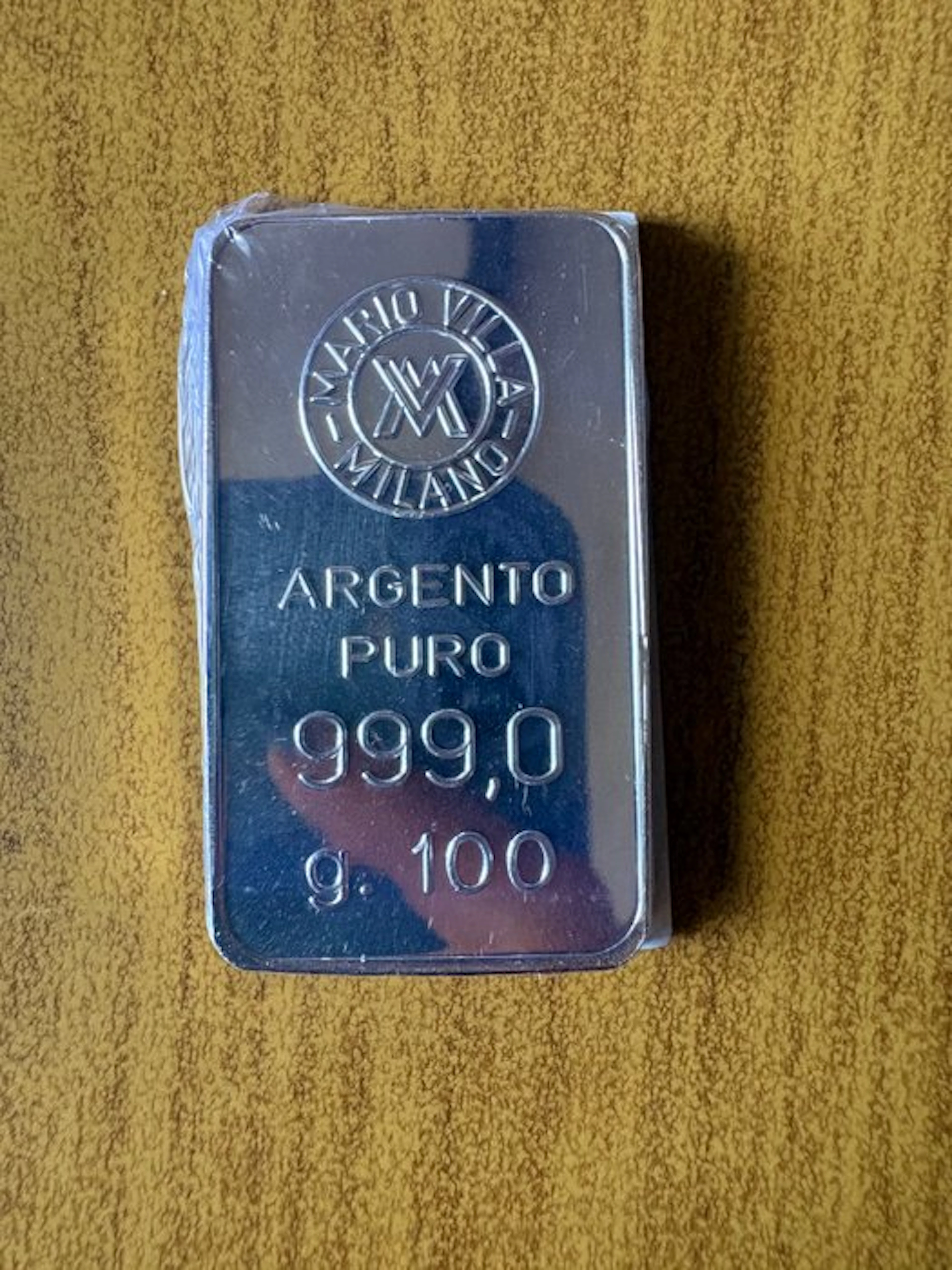 100 grams - Silver .999 - Mario Villa Milano - Sealed & with certificate