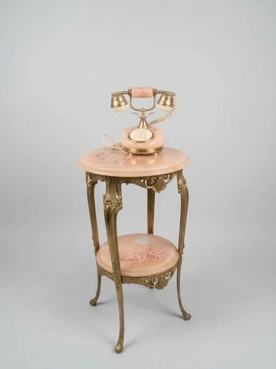 Centre table (2) - Brass, Marble - Pedestal/Phone
