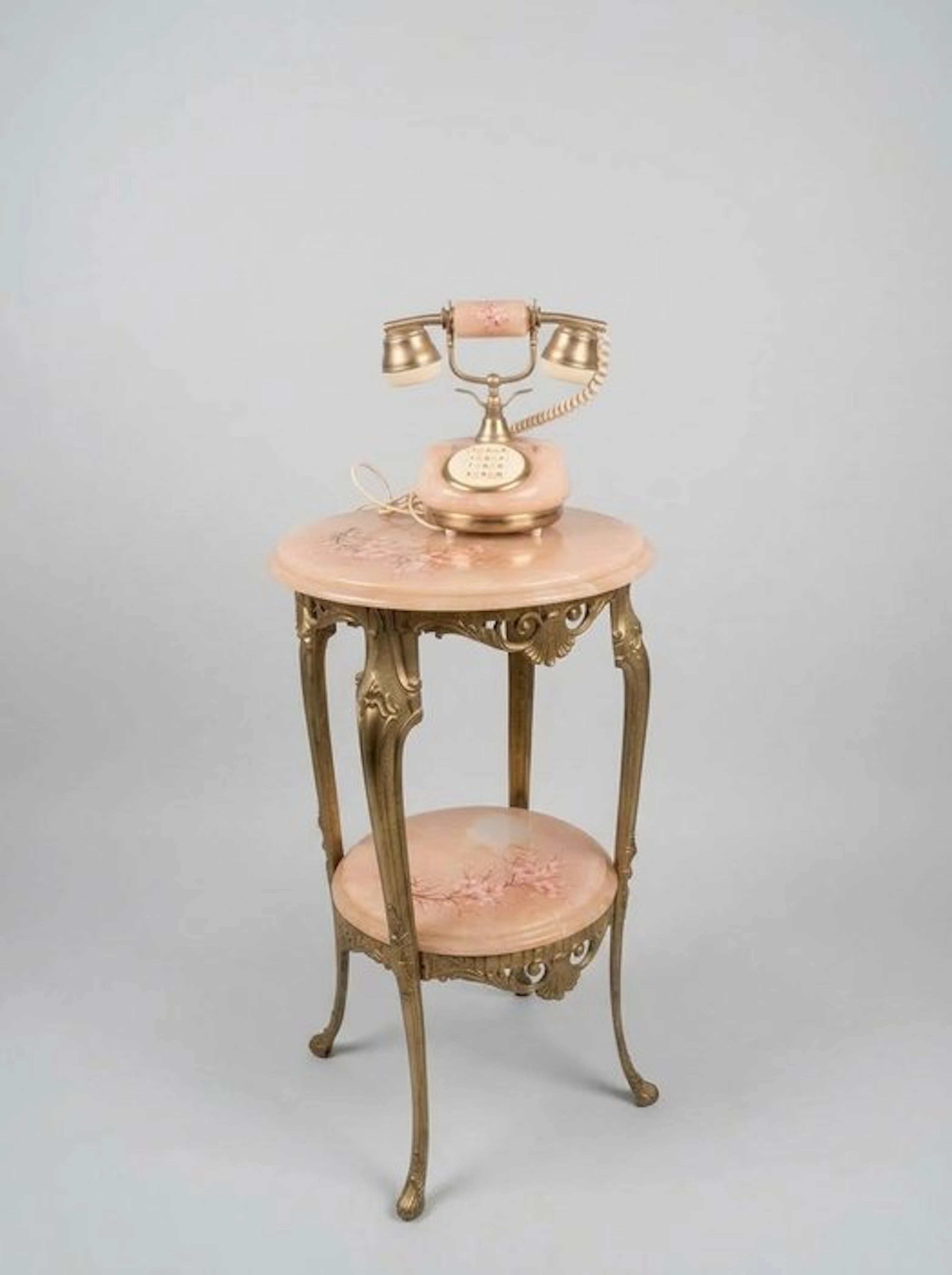 Centre table (2) - Brass, Marble - Pedestal/Phone