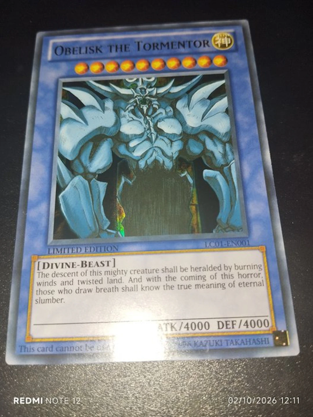 Konami - 1 Card - Yu-Gi-Oh! - Obelisk the Tormentor LC01-EN001 Limited edition