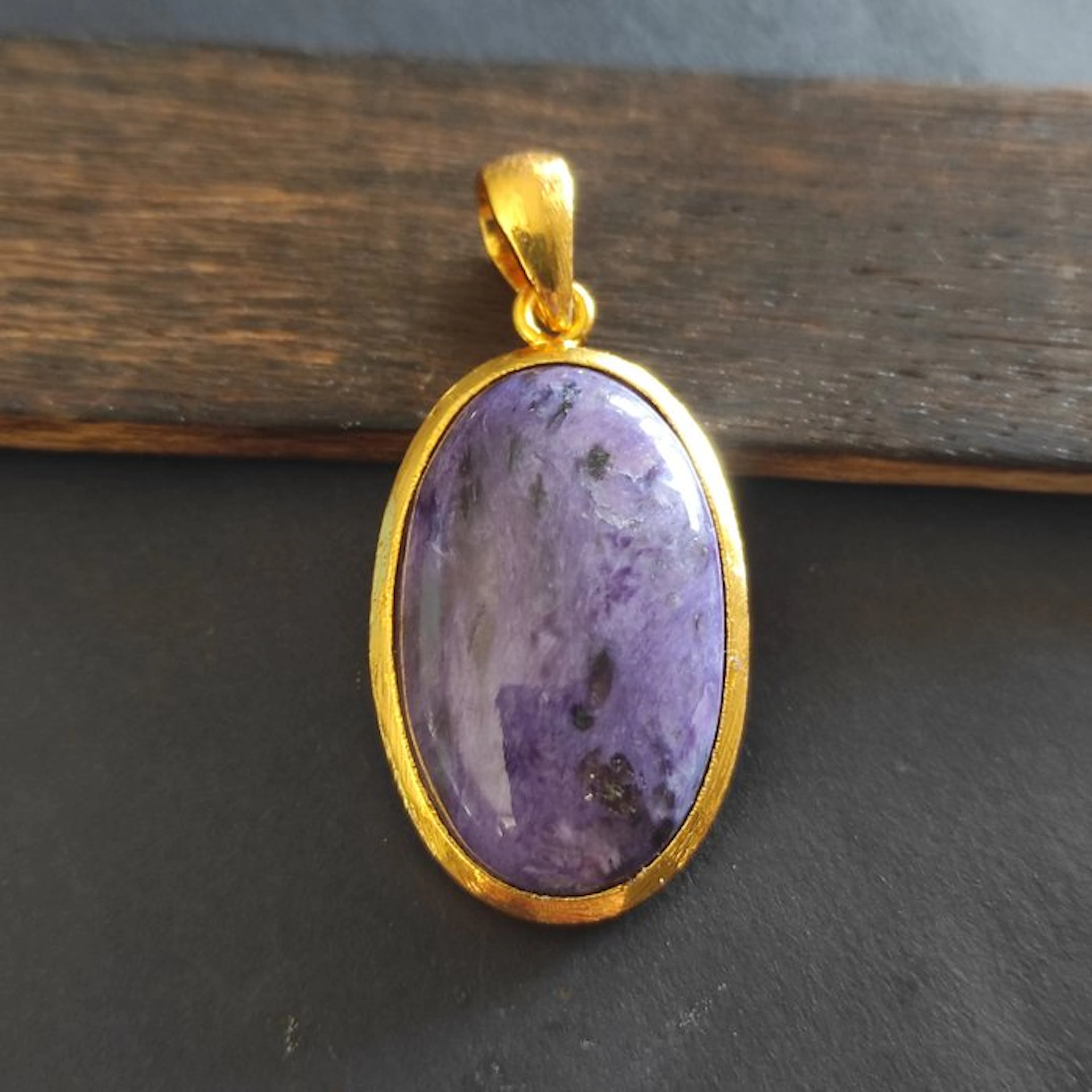 Charoite Silver pendant - Height: 0.5 cm - Width: 2.5 cm- 12 g - (1)