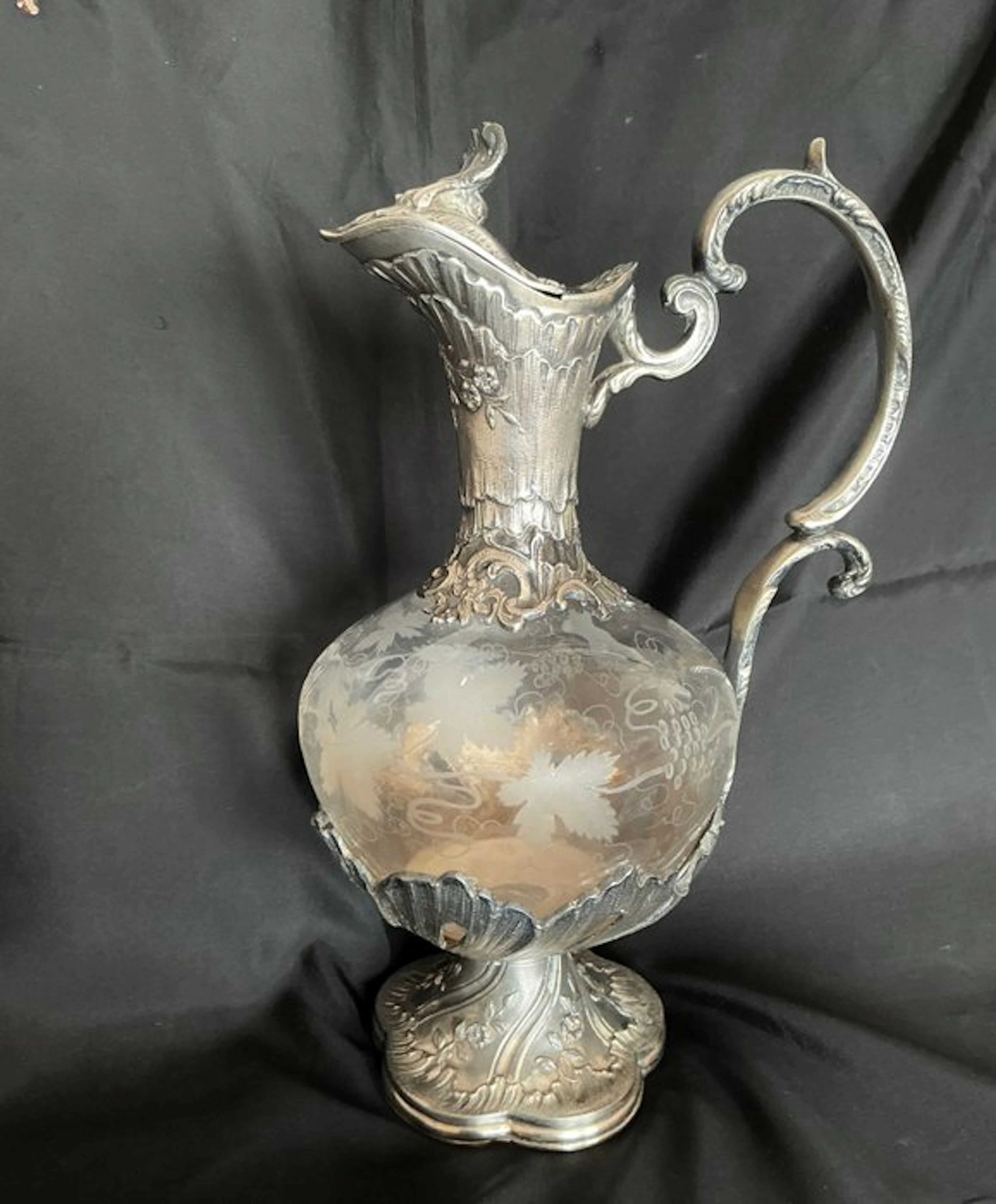 Decanter - Crystal, Silverplated - Art Nouveau decanter