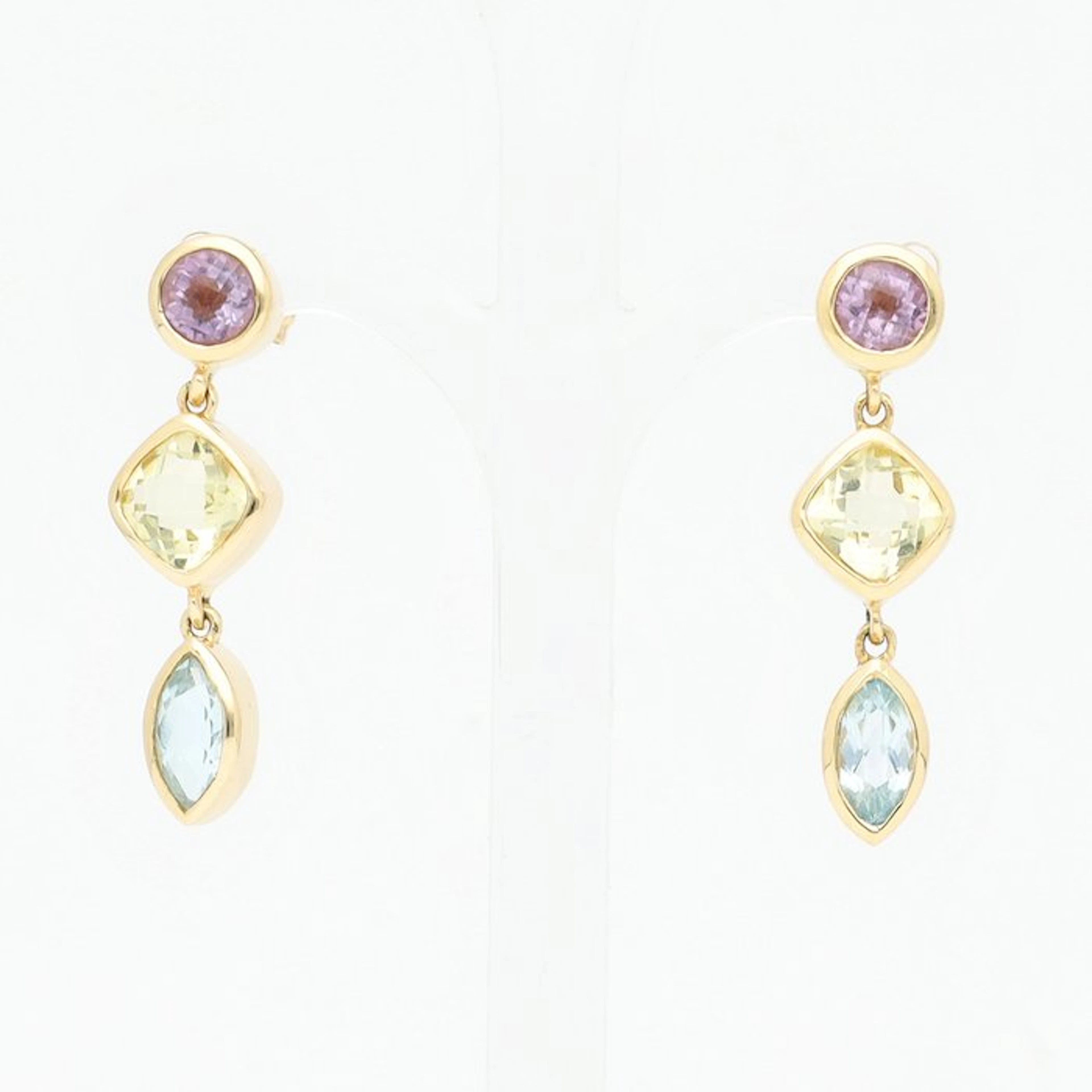 Earrings - 14 kt. Yellow gold Amethyst - Citrine - Topaz