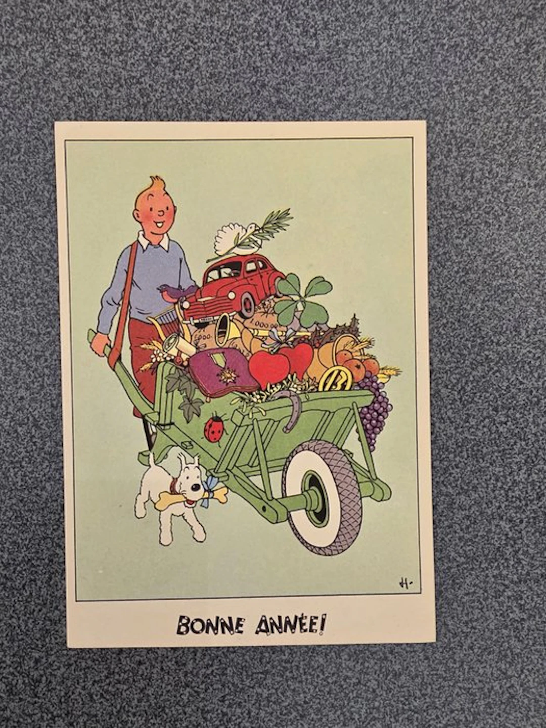 Tintin - Carte postale- Tintin conduit une brouette - 1 Postcard - 1950