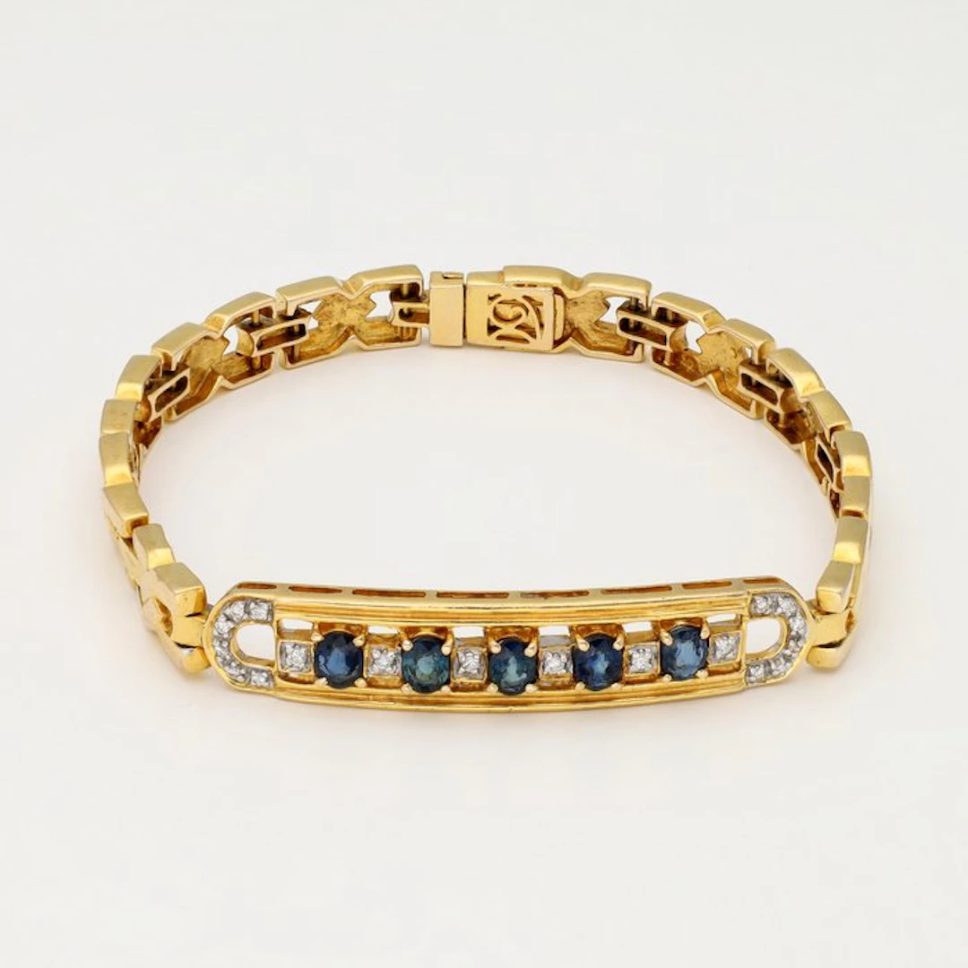 Bracelet - 14 kt. Yellow gold Sapphire - Diamond