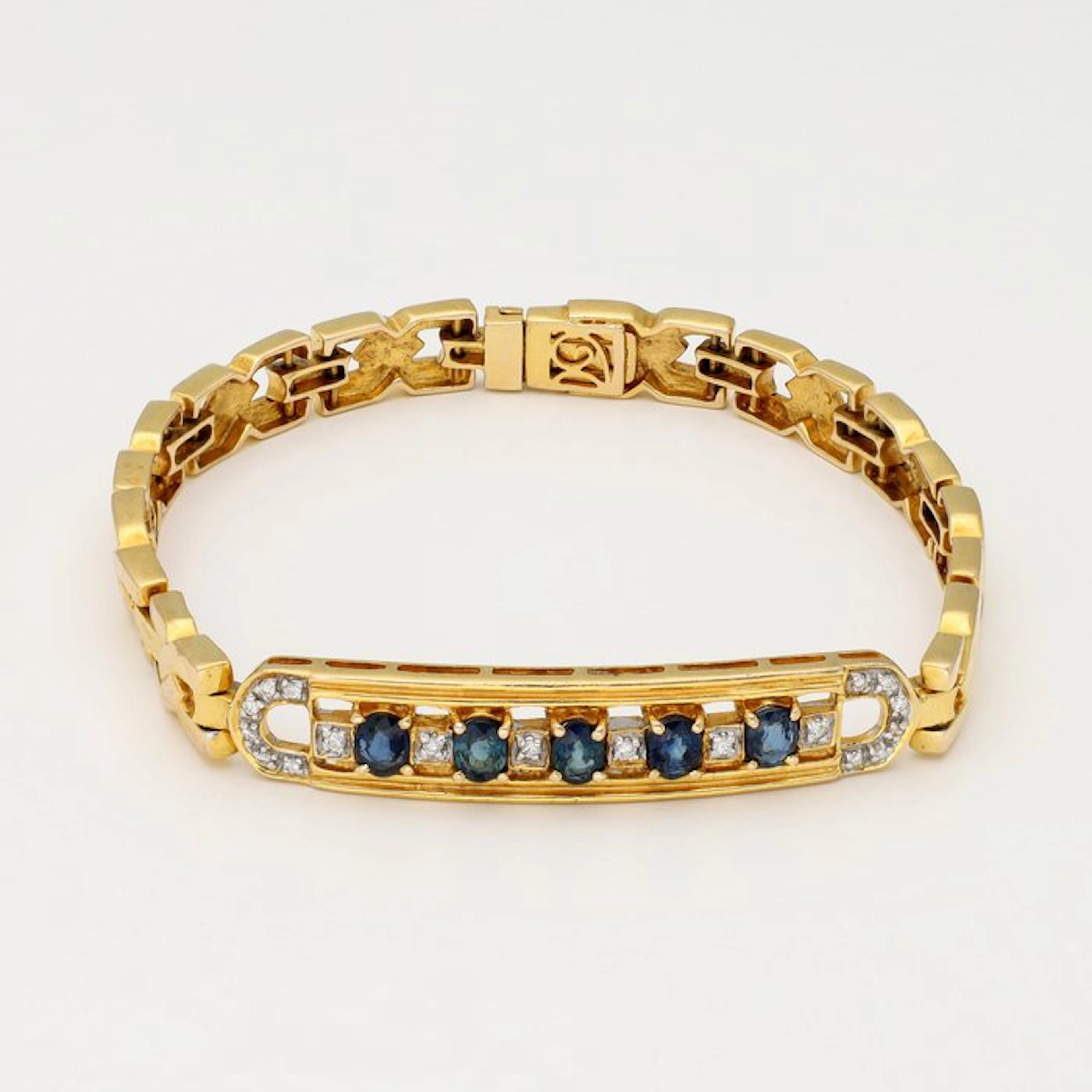 Bracelet - 14 kt. Yellow gold Sapphire - Diamond